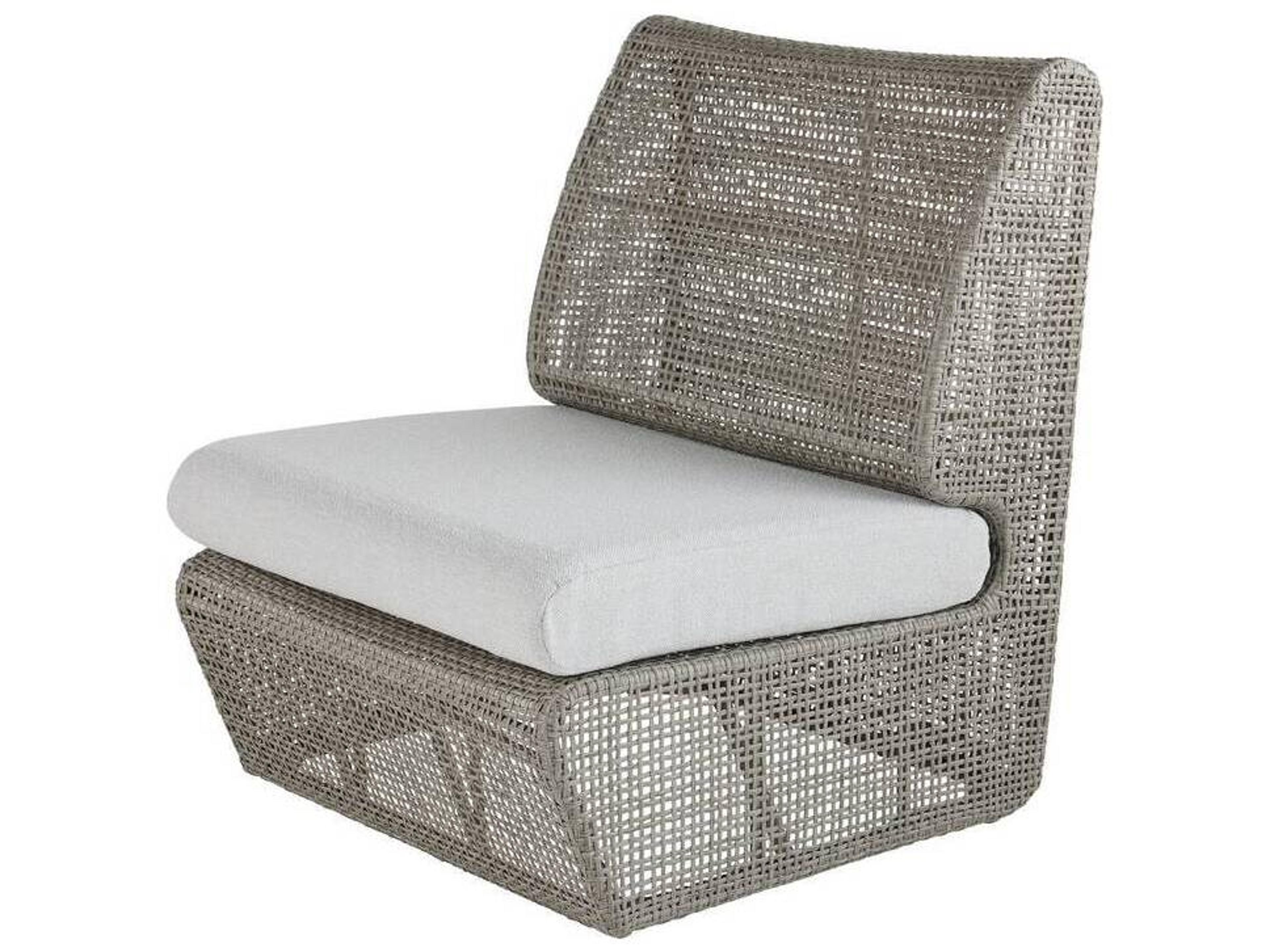 Arteriors Outdoor Dupont Porpoise Weathered Gray Wicker Cushion Lounge Chair
