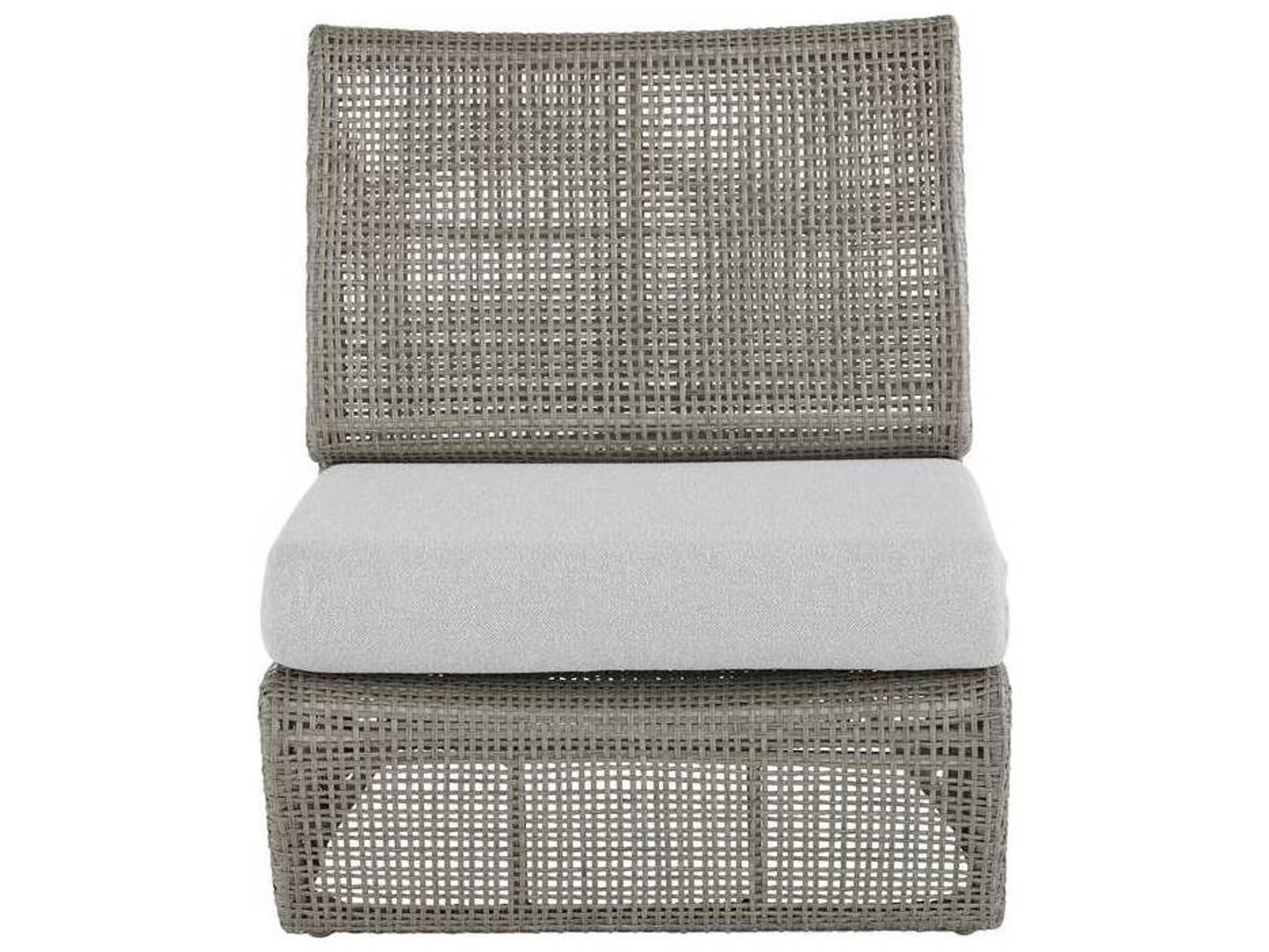 Arteriors Outdoor Dupont Porpoise Weathered Gray Wicker Cushion Lounge Chair