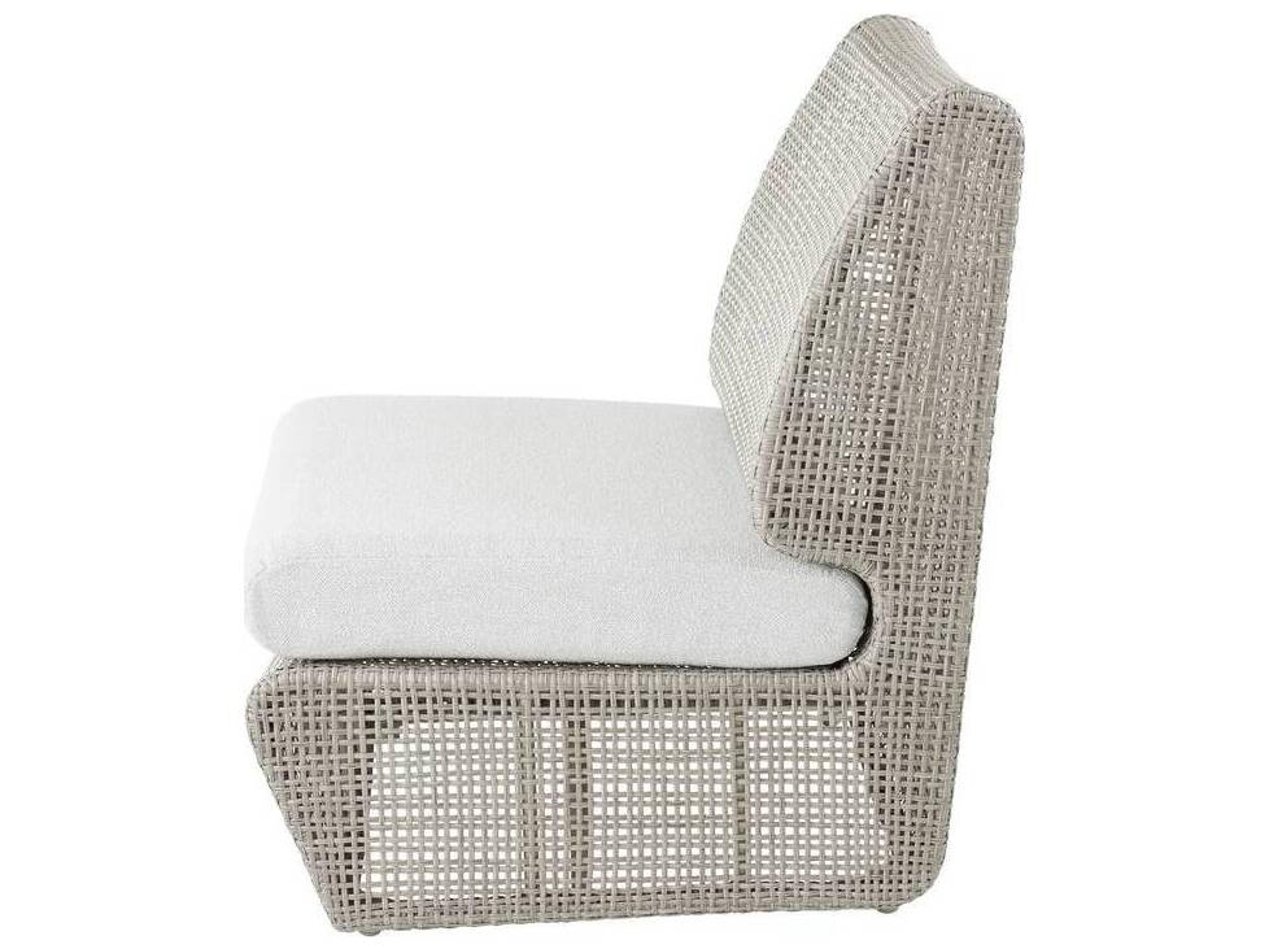 Arteriors Outdoor Dupont Porpoise Weathered Gray Wicker Cushion Lounge Chair