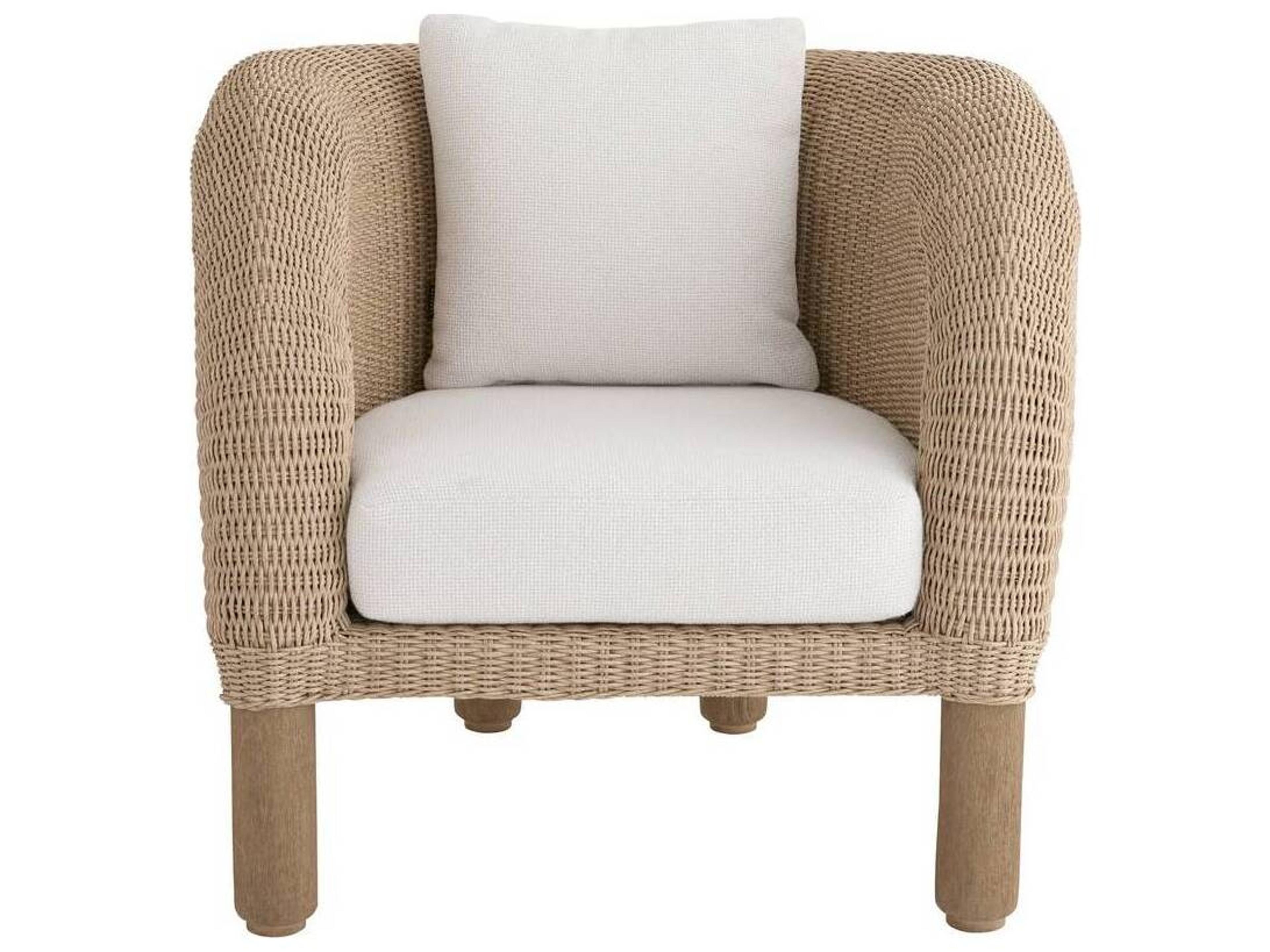 Arteriors Outdoor Fielder Pearl Dune Wicker Cushion Lounge Chair