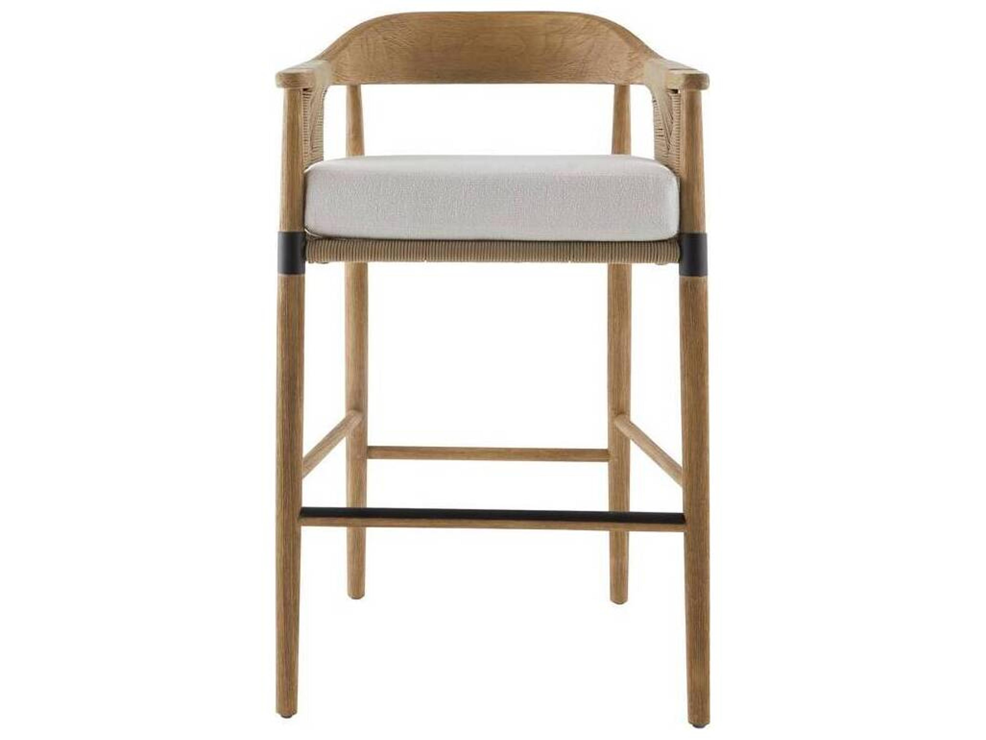 Arteriors Outdoor Estes Pearl Willow Teak Cushion Bar Stool