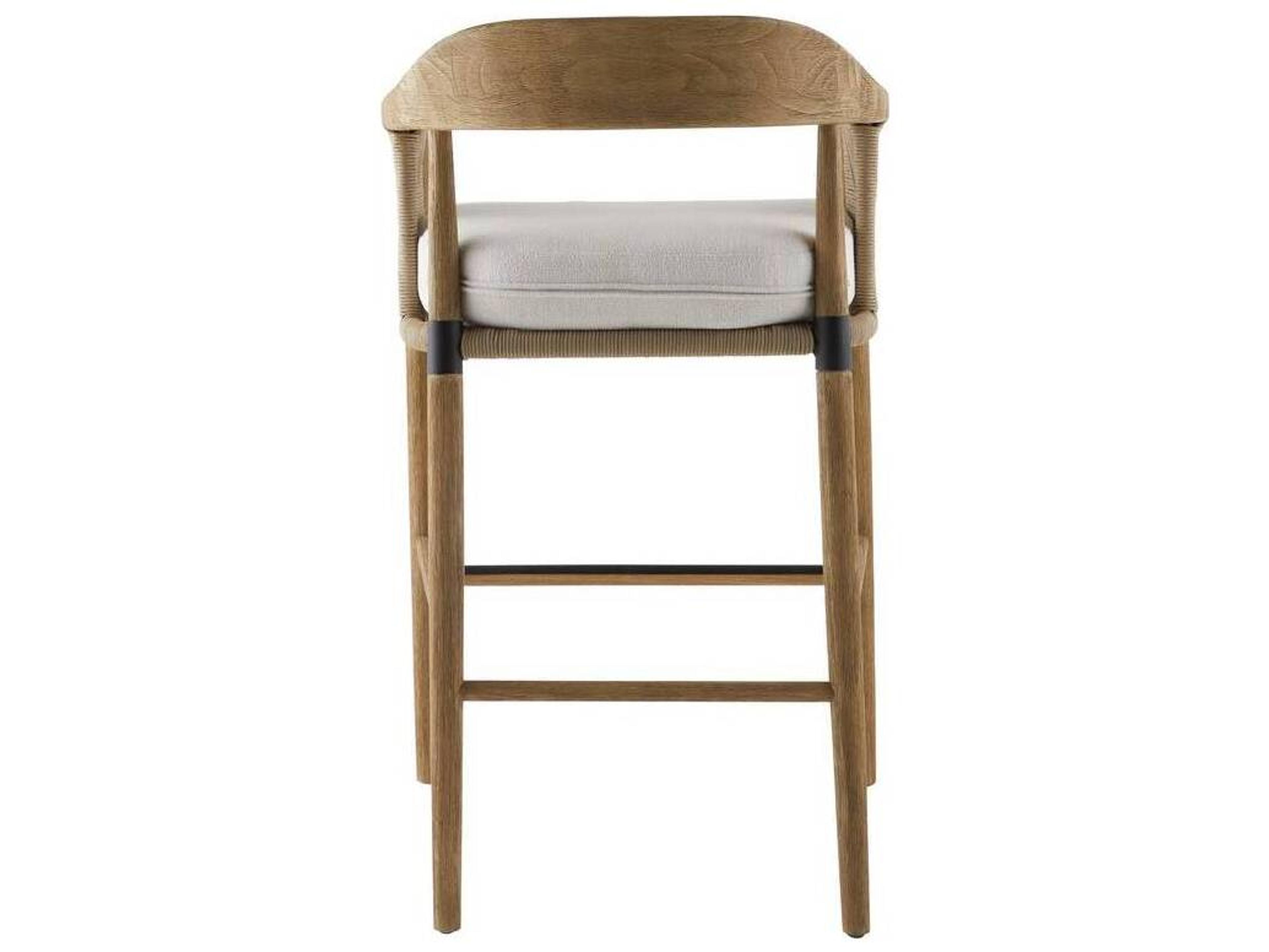 Arteriors Outdoor Estes Pearl Willow Teak Cushion Bar Stool