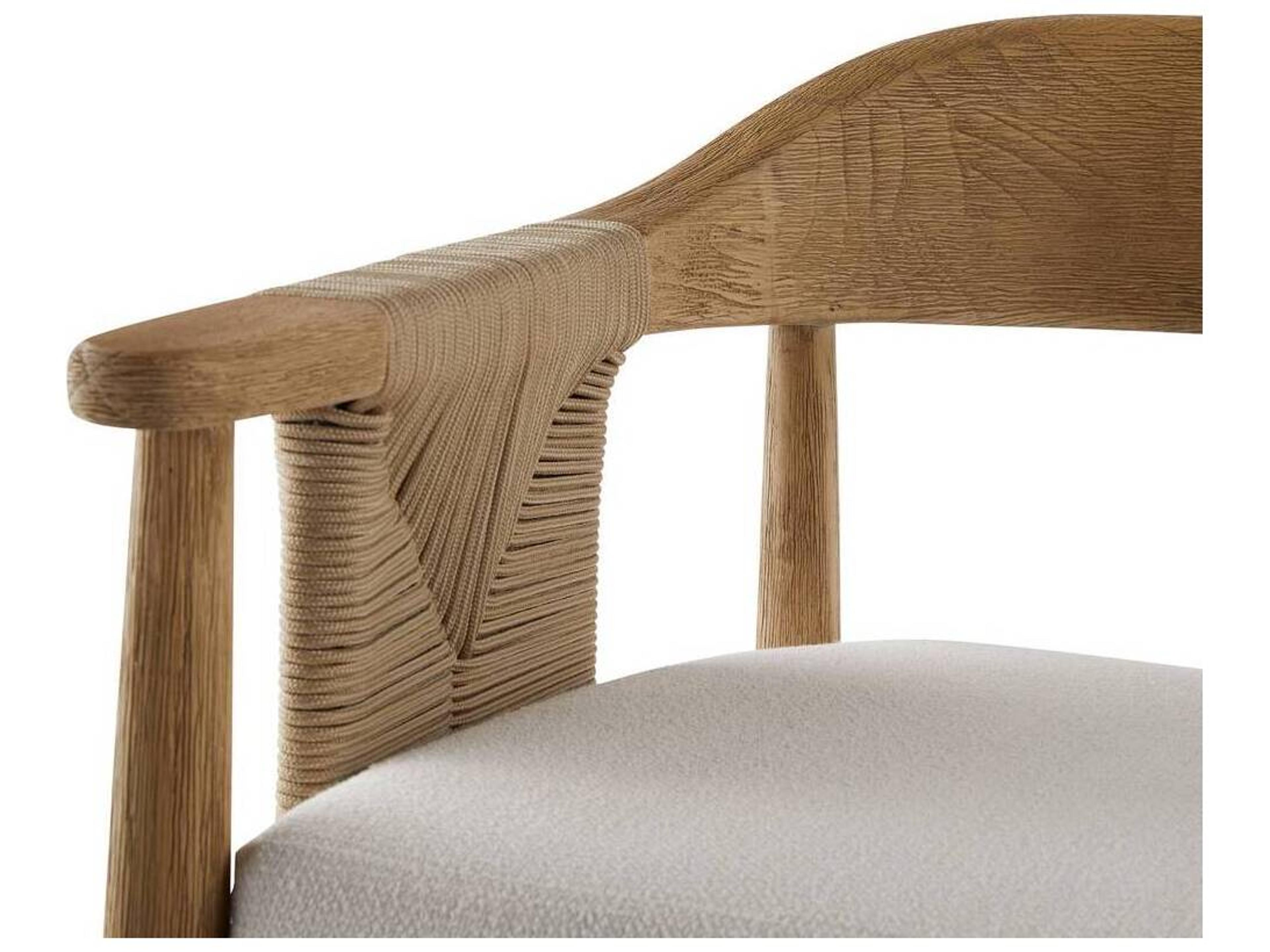 Arteriors Outdoor Estes Pearl Willow Teak Cushion Bar Stool