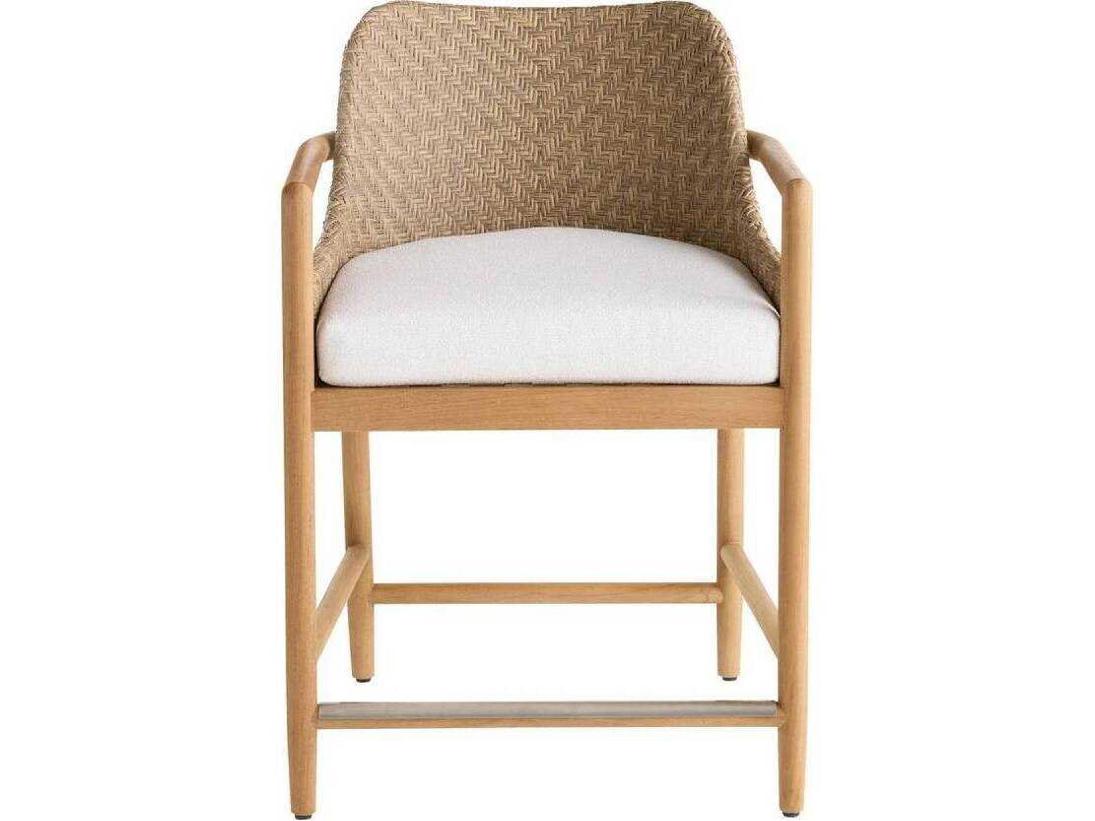Arteriors Outdoor Pearl Wood Cushion Counter Stool
