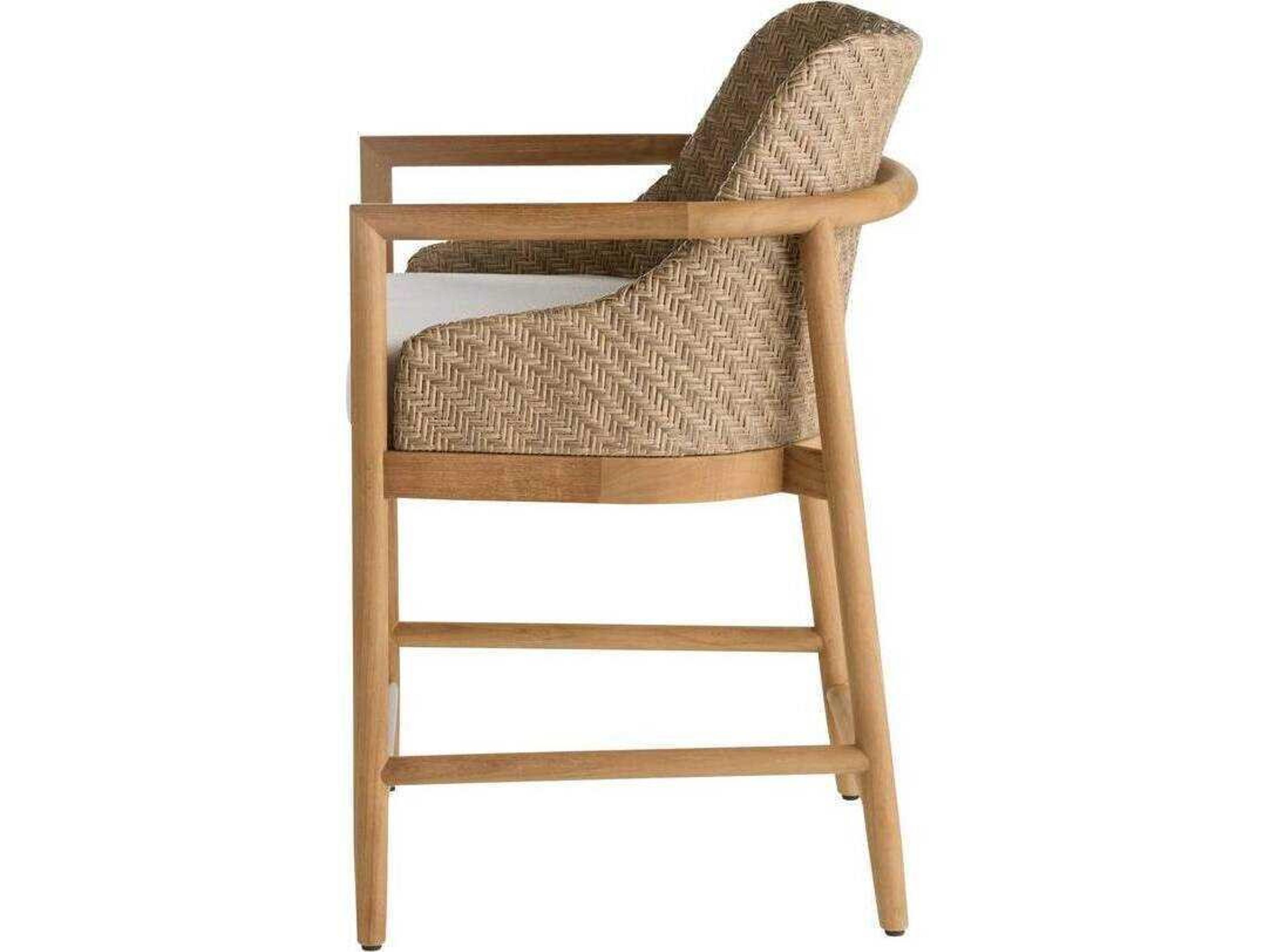 Arteriors Outdoor Pearl Wood Cushion Counter Stool