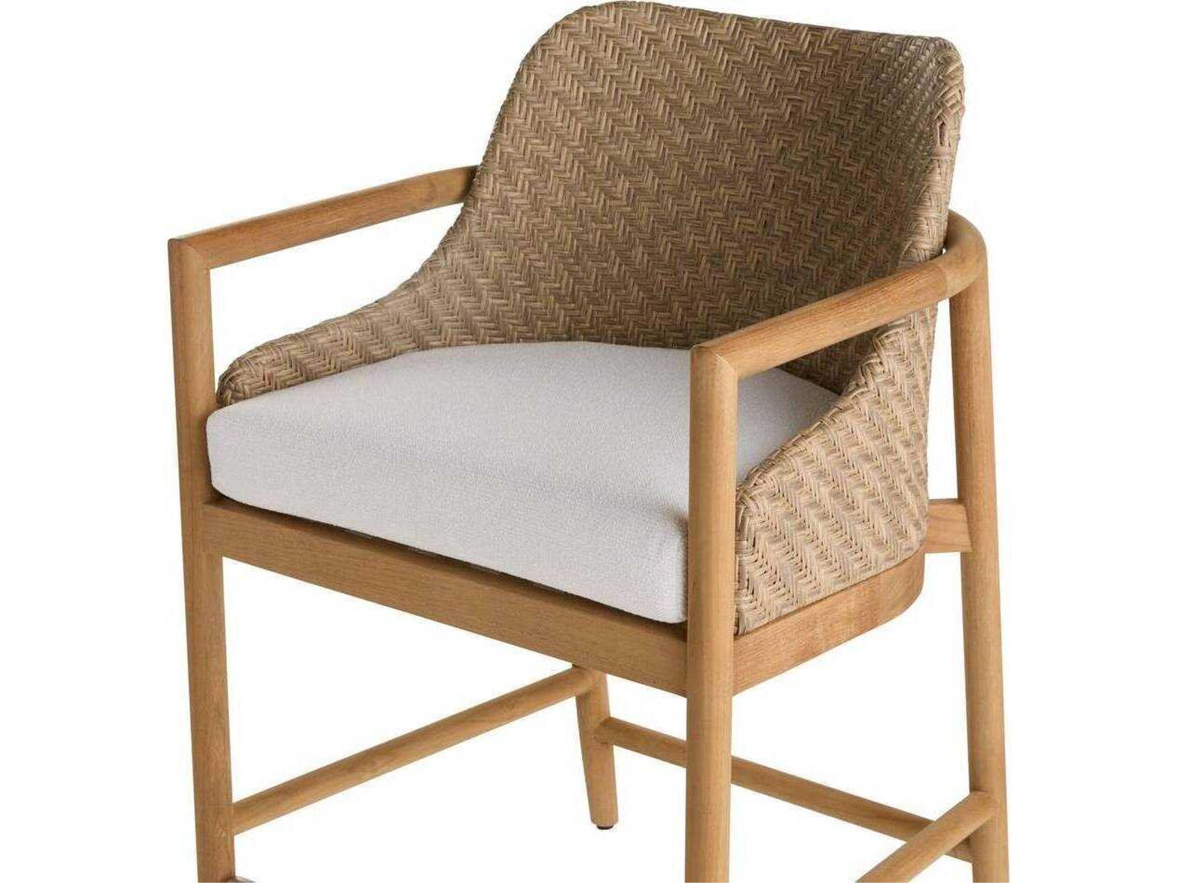 Arteriors Outdoor Pearl Wood Cushion Counter Stool