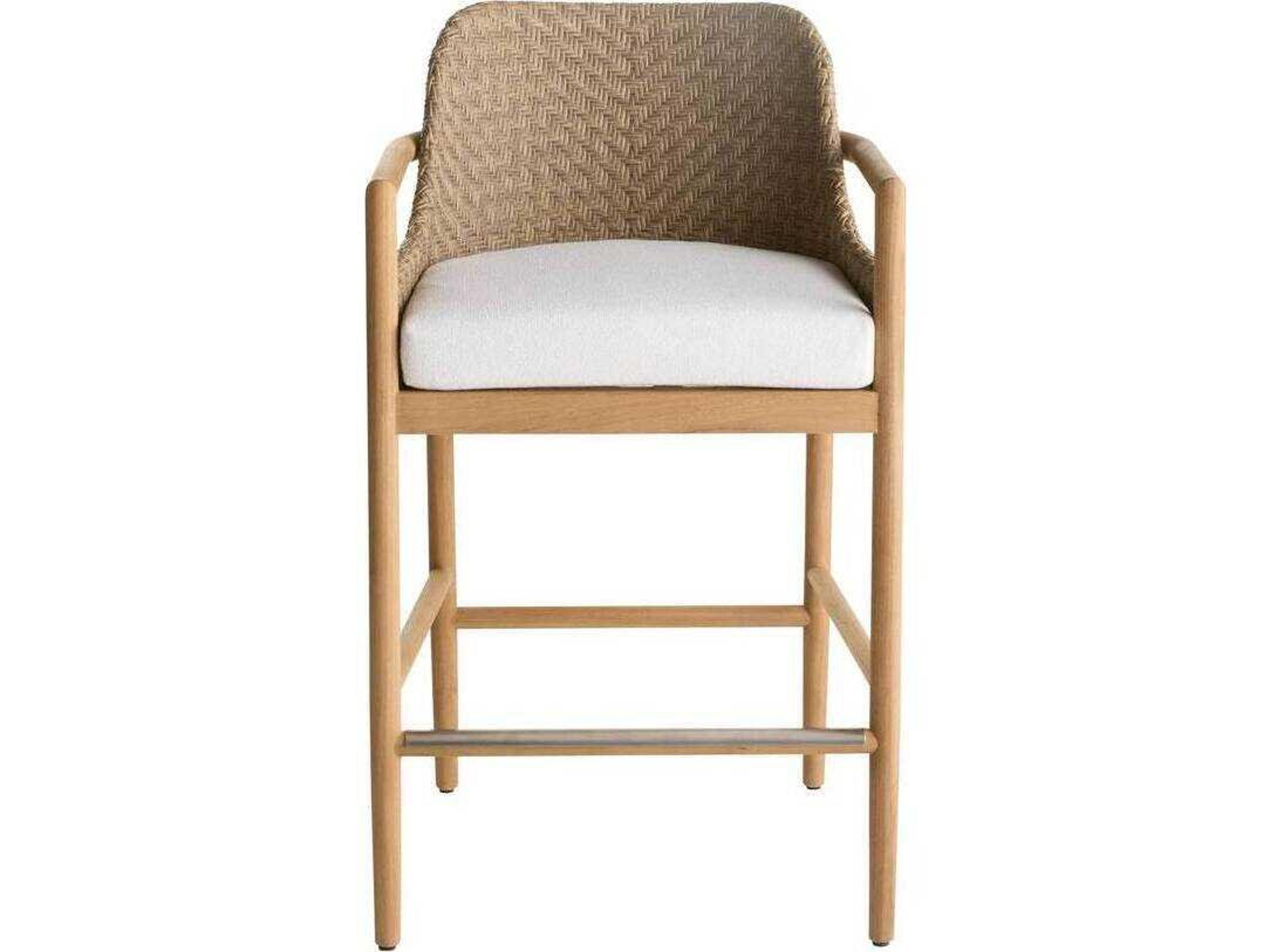 Arteriors Outdoor Pearl Wood Cushion Bar Stool