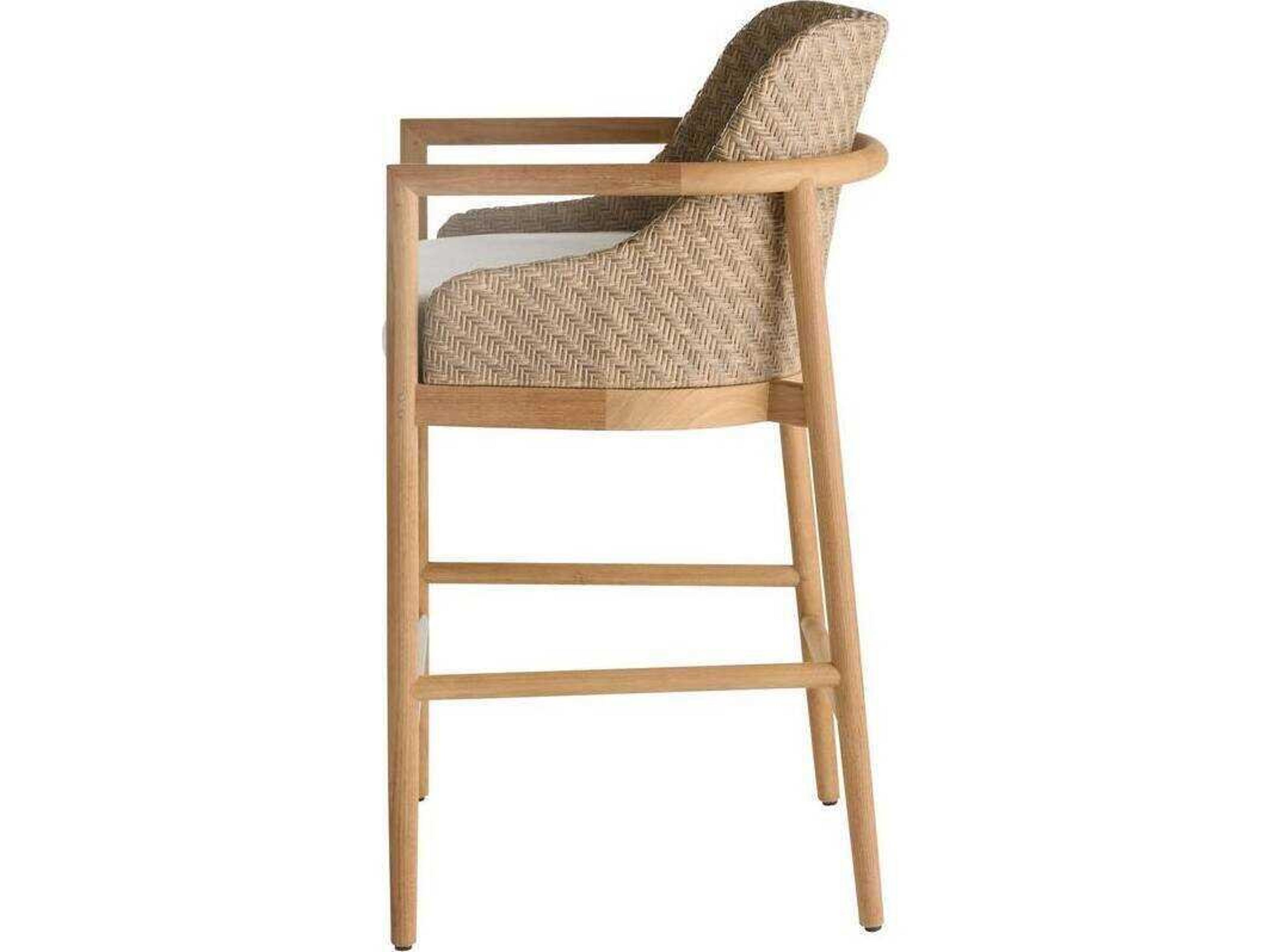 Arteriors Outdoor Pearl Wood Cushion Bar Stool