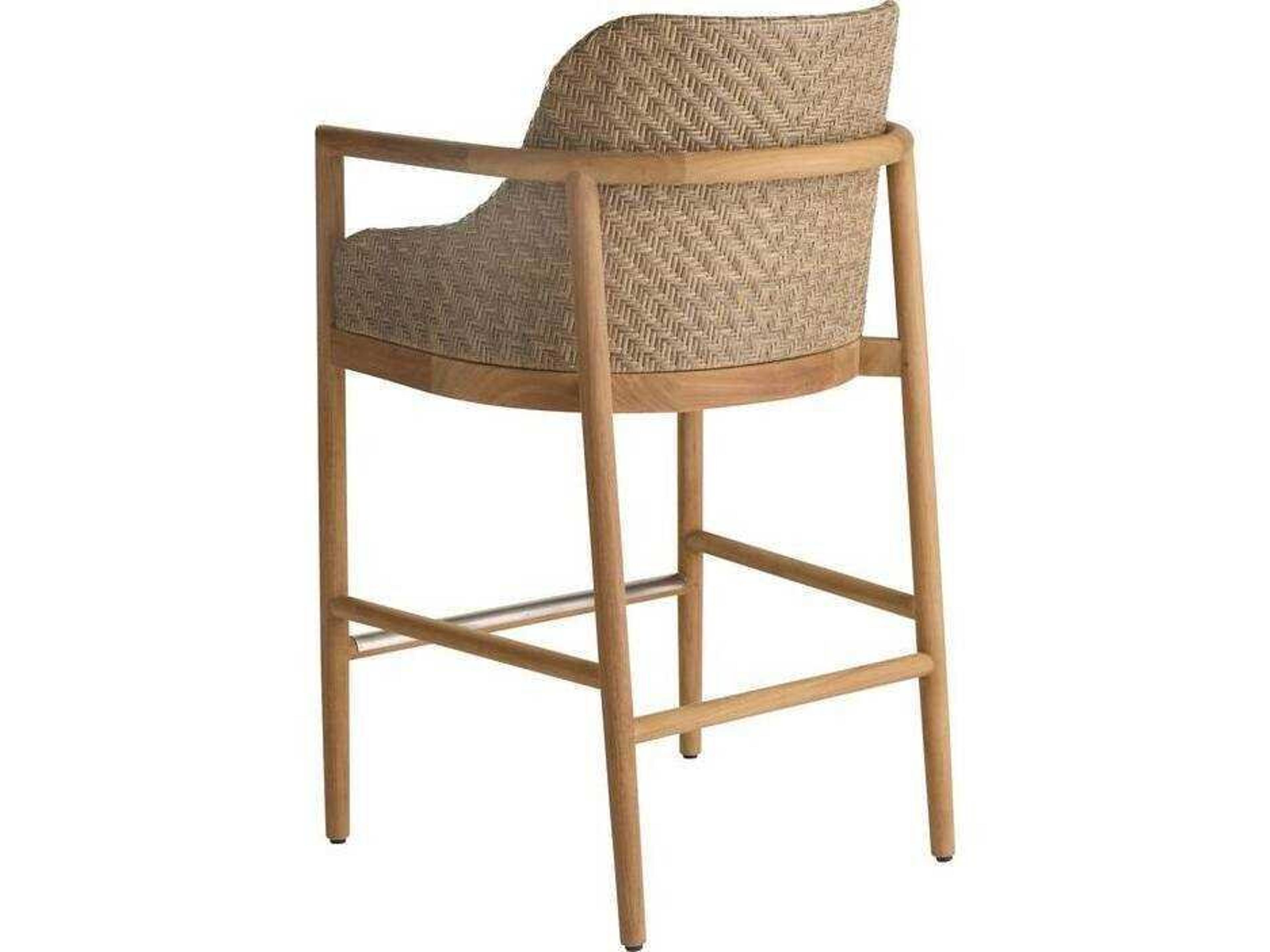 Arteriors Outdoor Pearl Wood Cushion Bar Stool