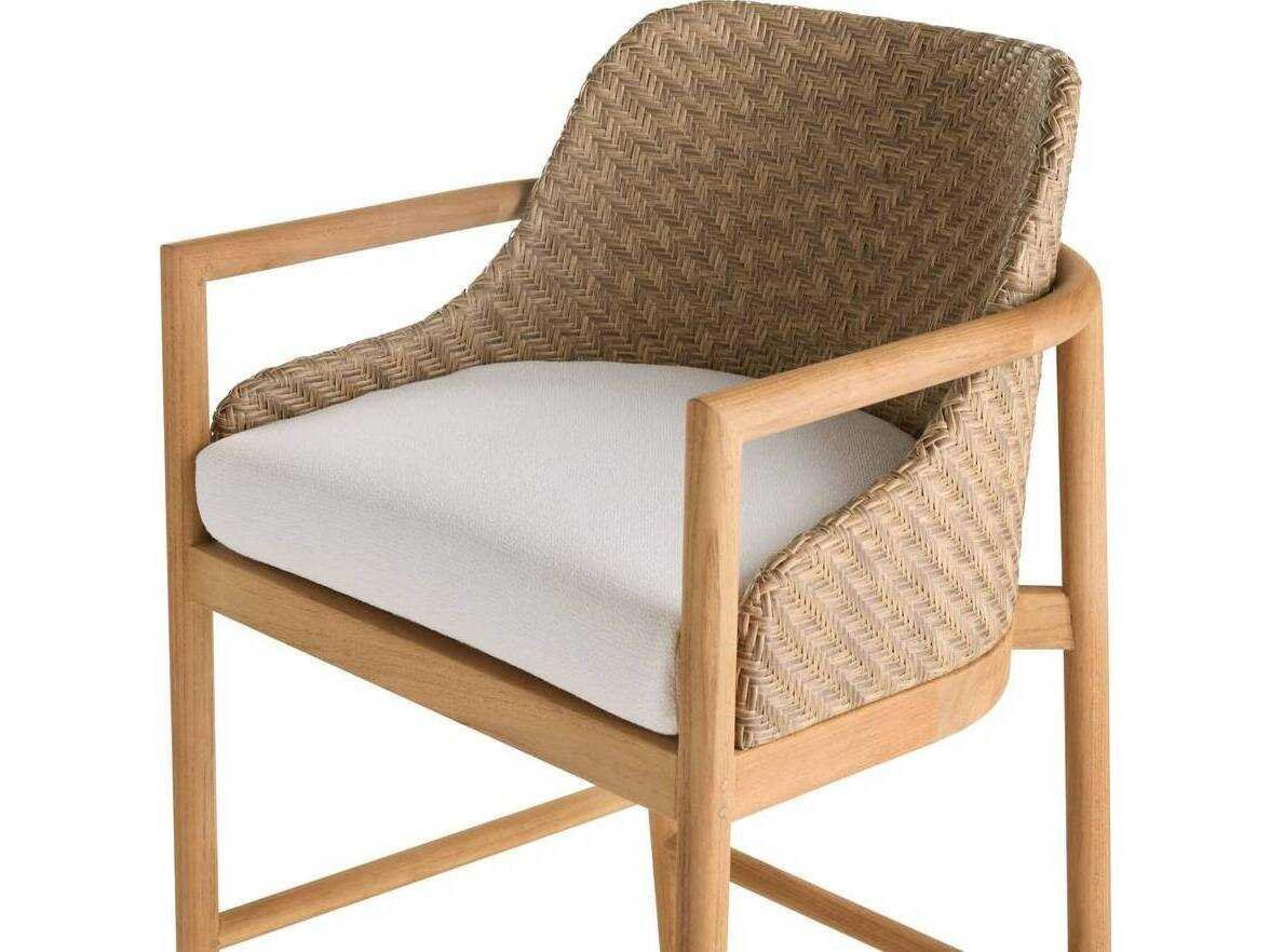 Arteriors Outdoor Pearl Wood Cushion Bar Stool