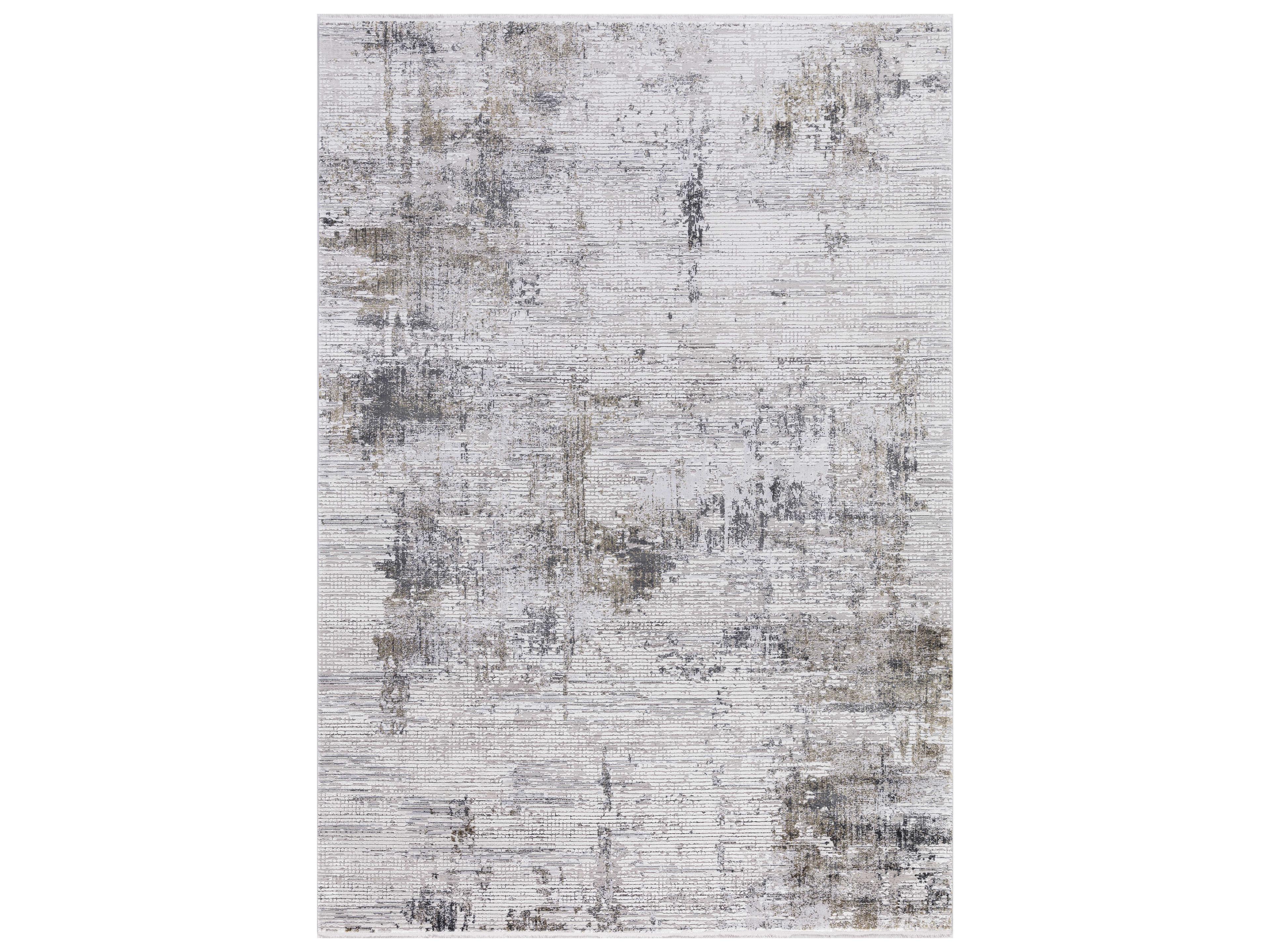 Venice Abstract Power-Loomed Rug in Ivory Gold