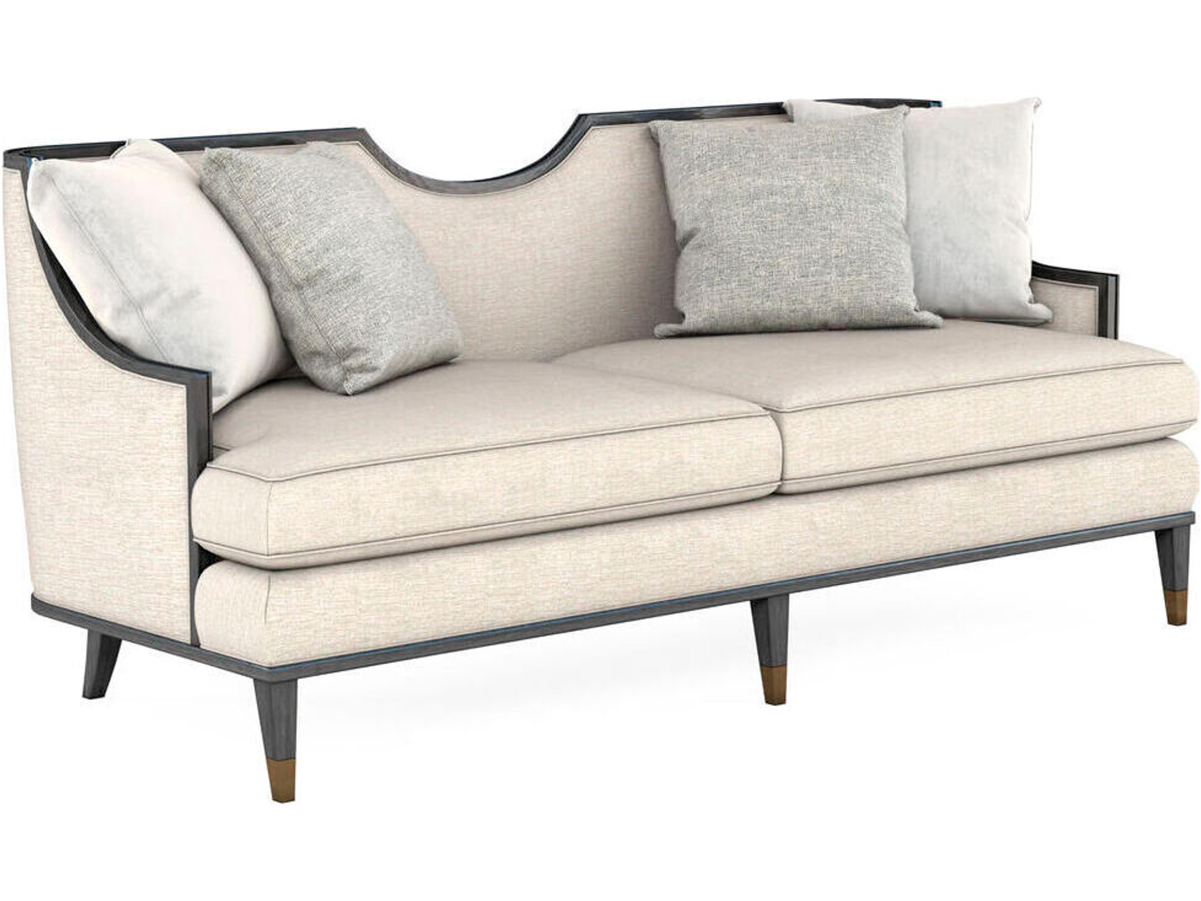 Harper Vintage Black Beige Upholstered Sofa