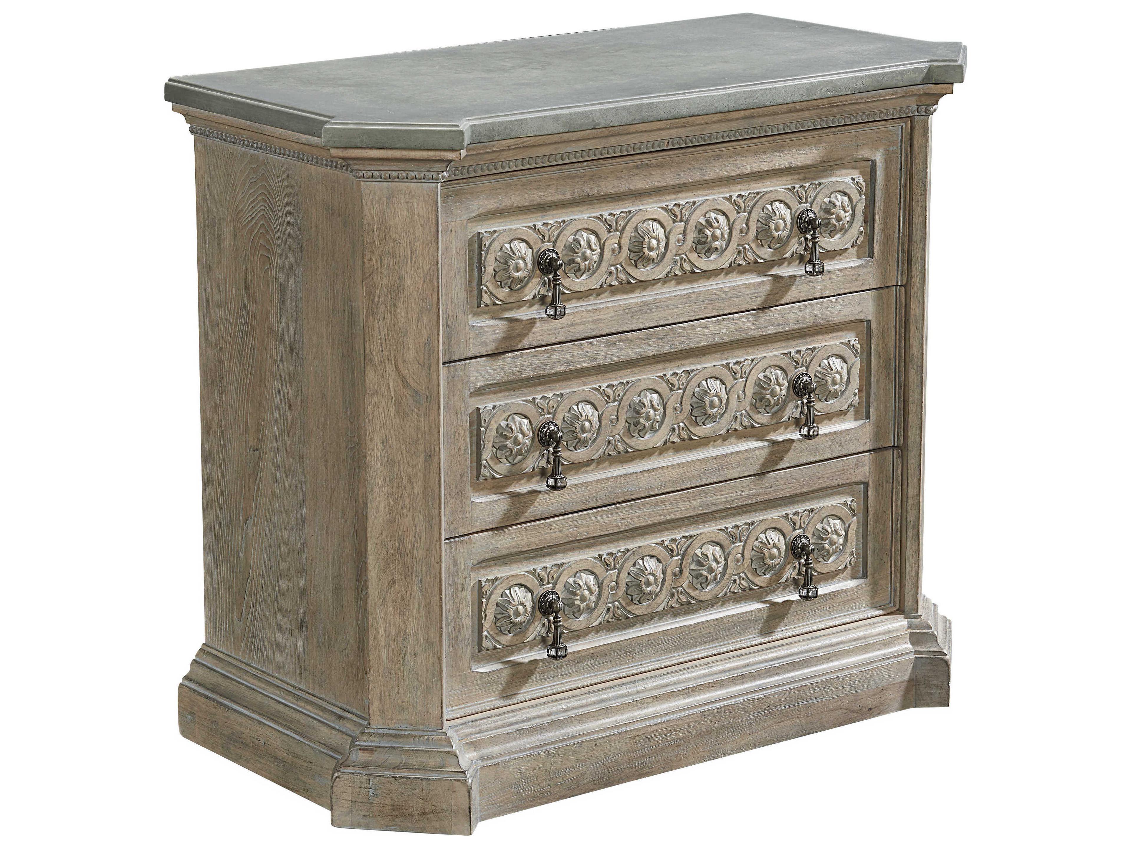 Arch Salvage Gabriel 3-Drawers Brown Elm Wood Chest Nightstand