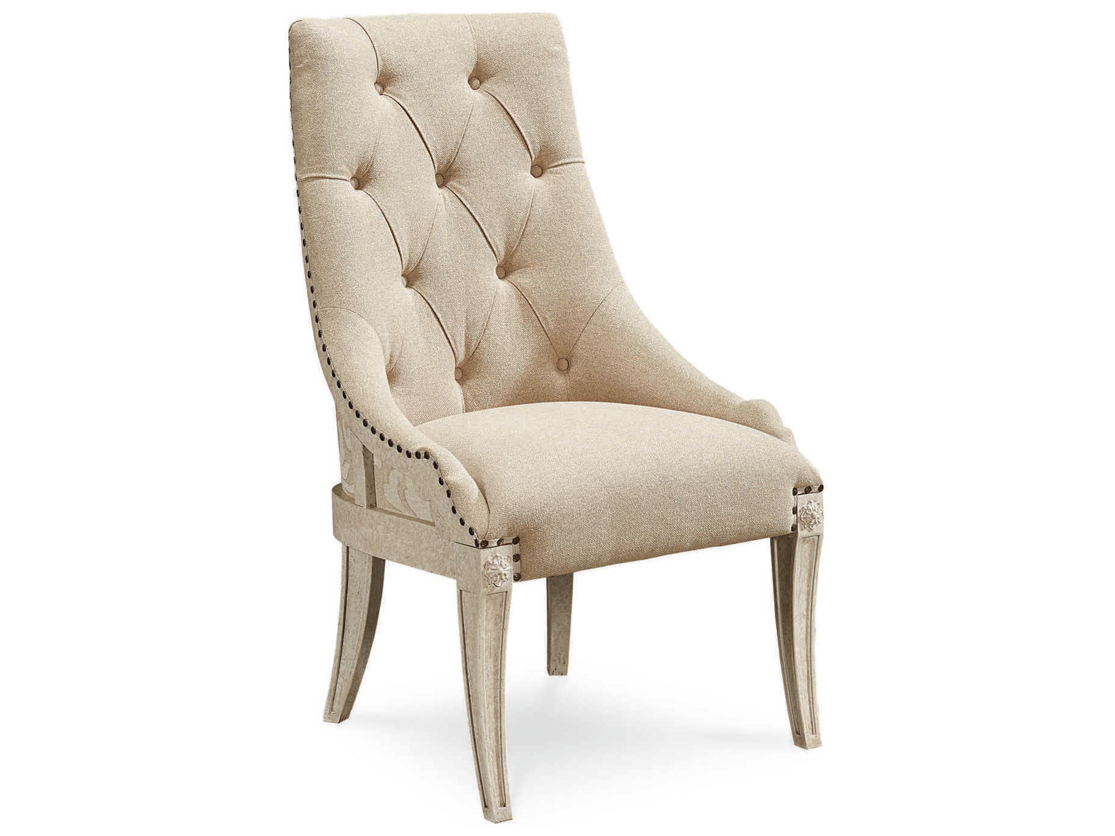Arch Salvage Reeves Parrawood Beige Upholstered Side Dining Chair