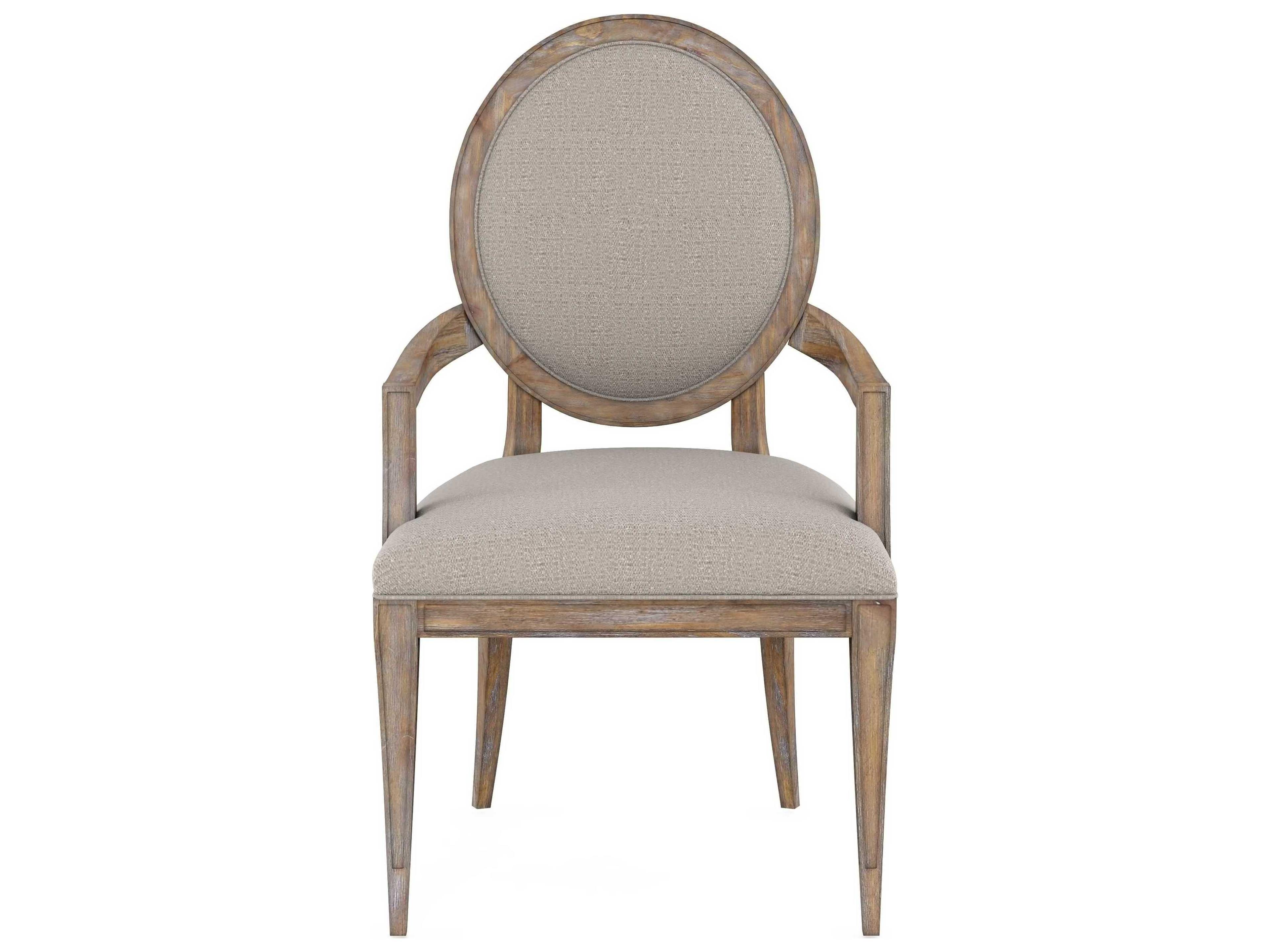 A.R.T. Furniture Architrave Rubberwood Beige Upholstered Arm Dining Chair