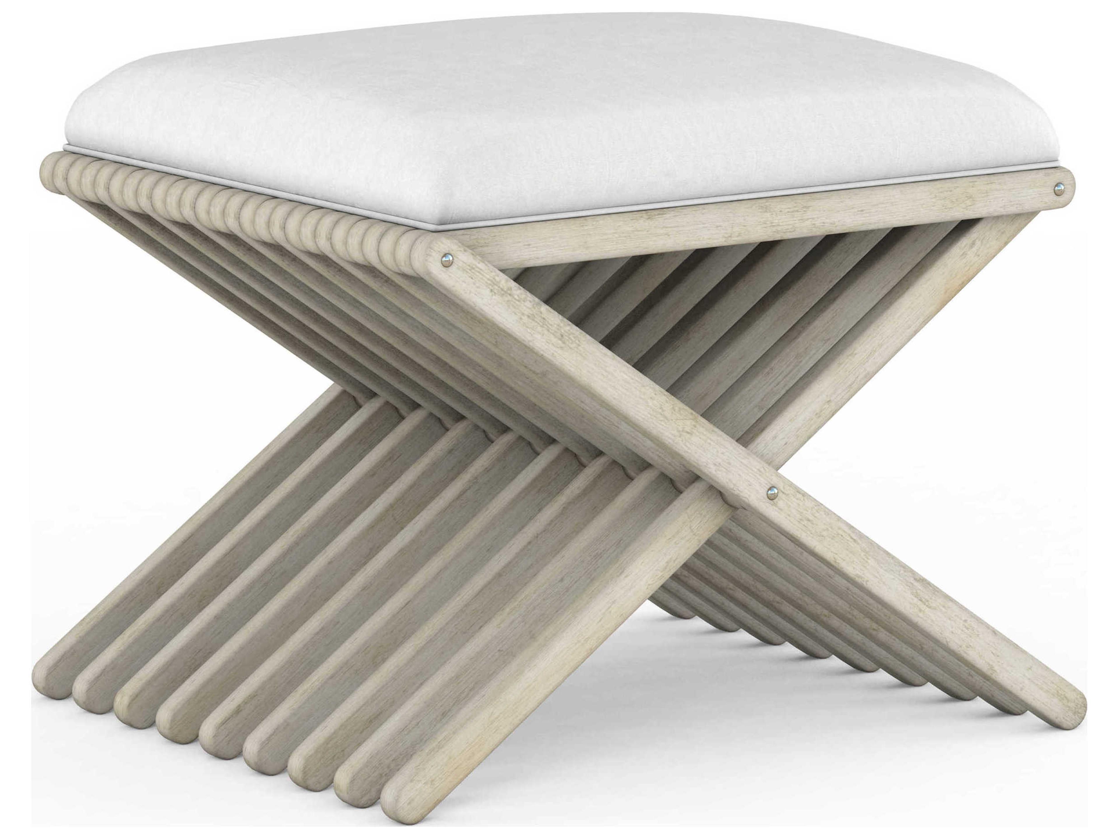 Cotiere Single Bench Linen Upholstered with X-Base