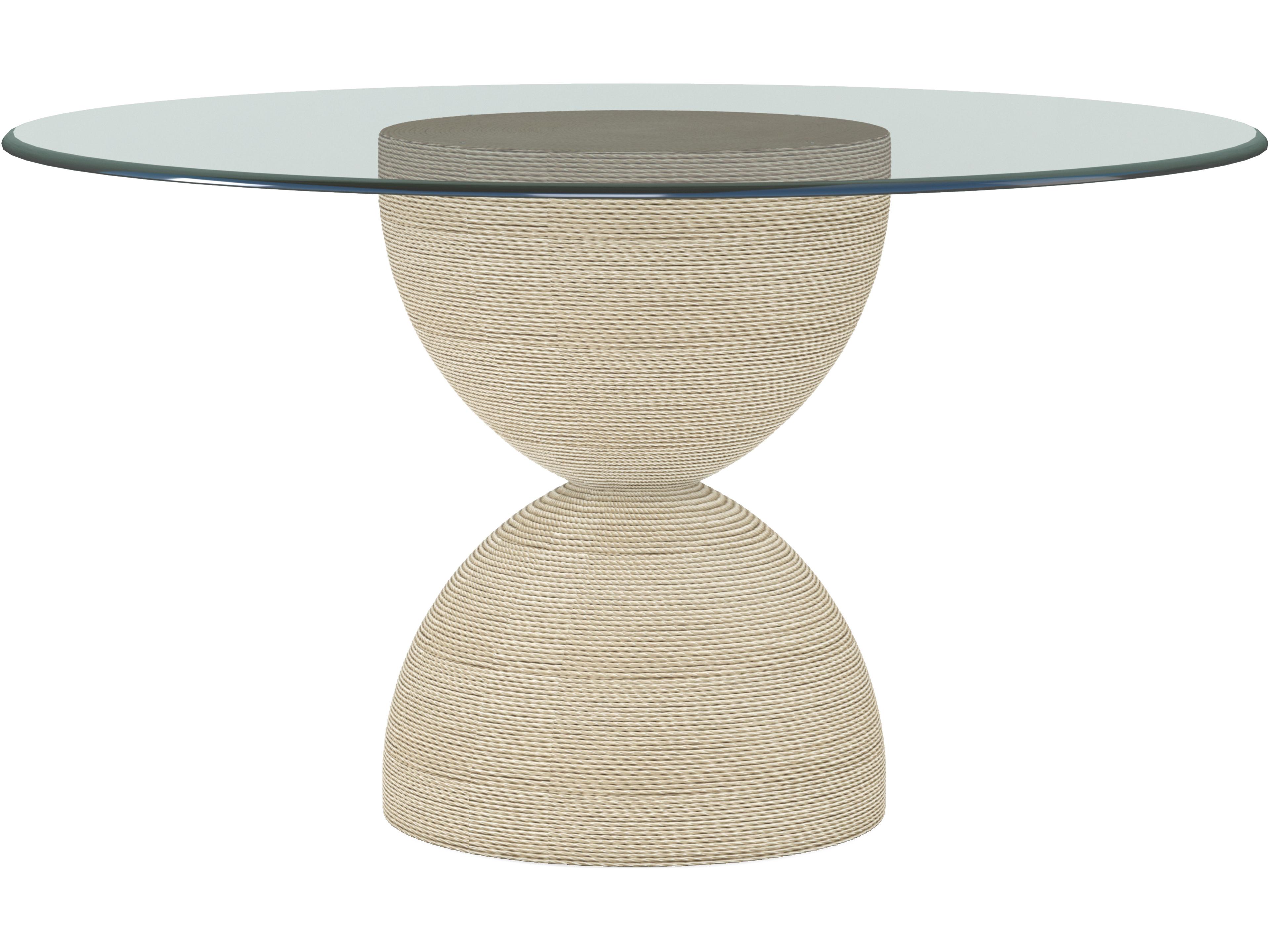 Cotiere Round Glass Beige Danish Cord Dining Table