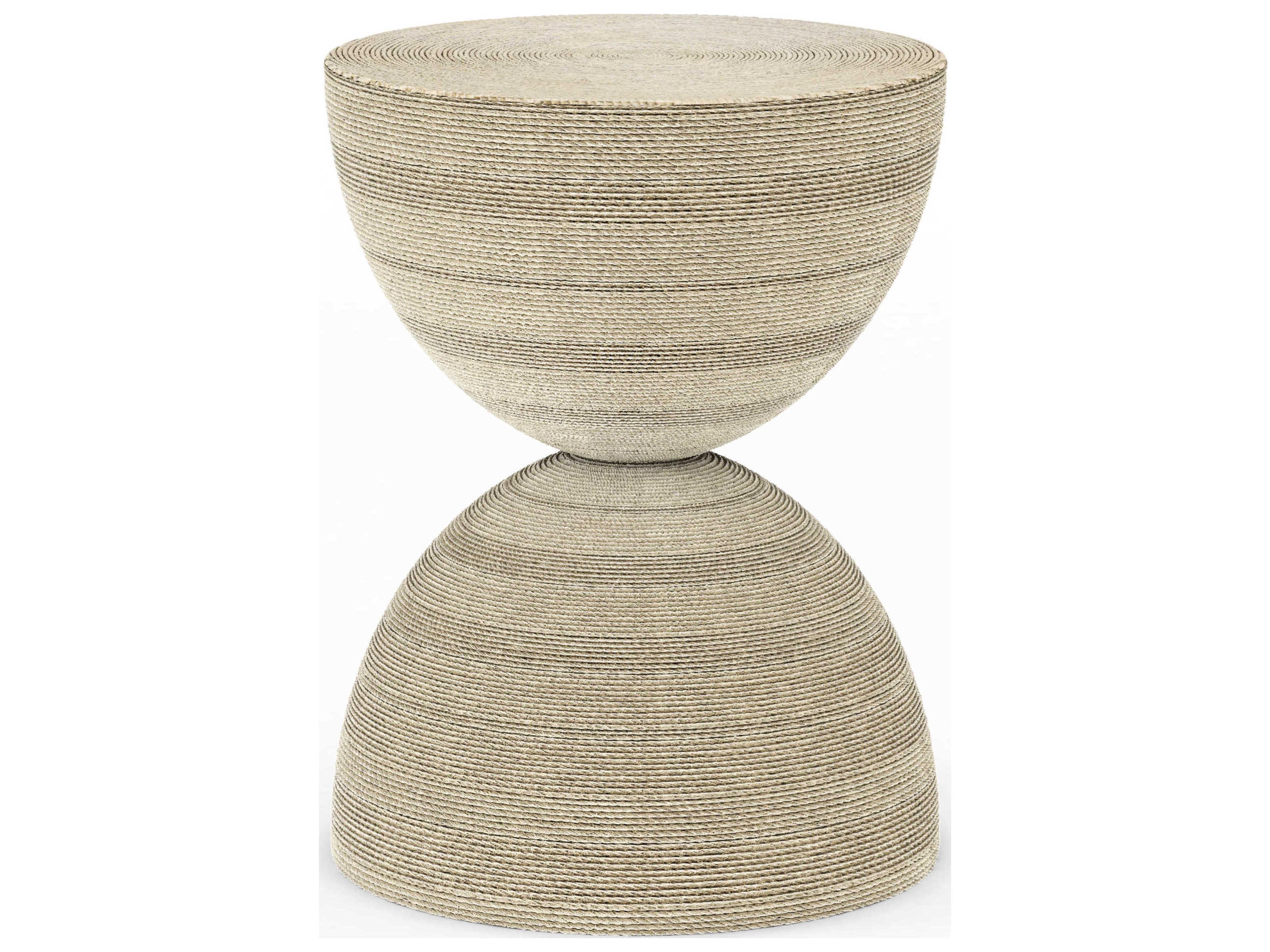 Cotiere Round Wood Linen End Table