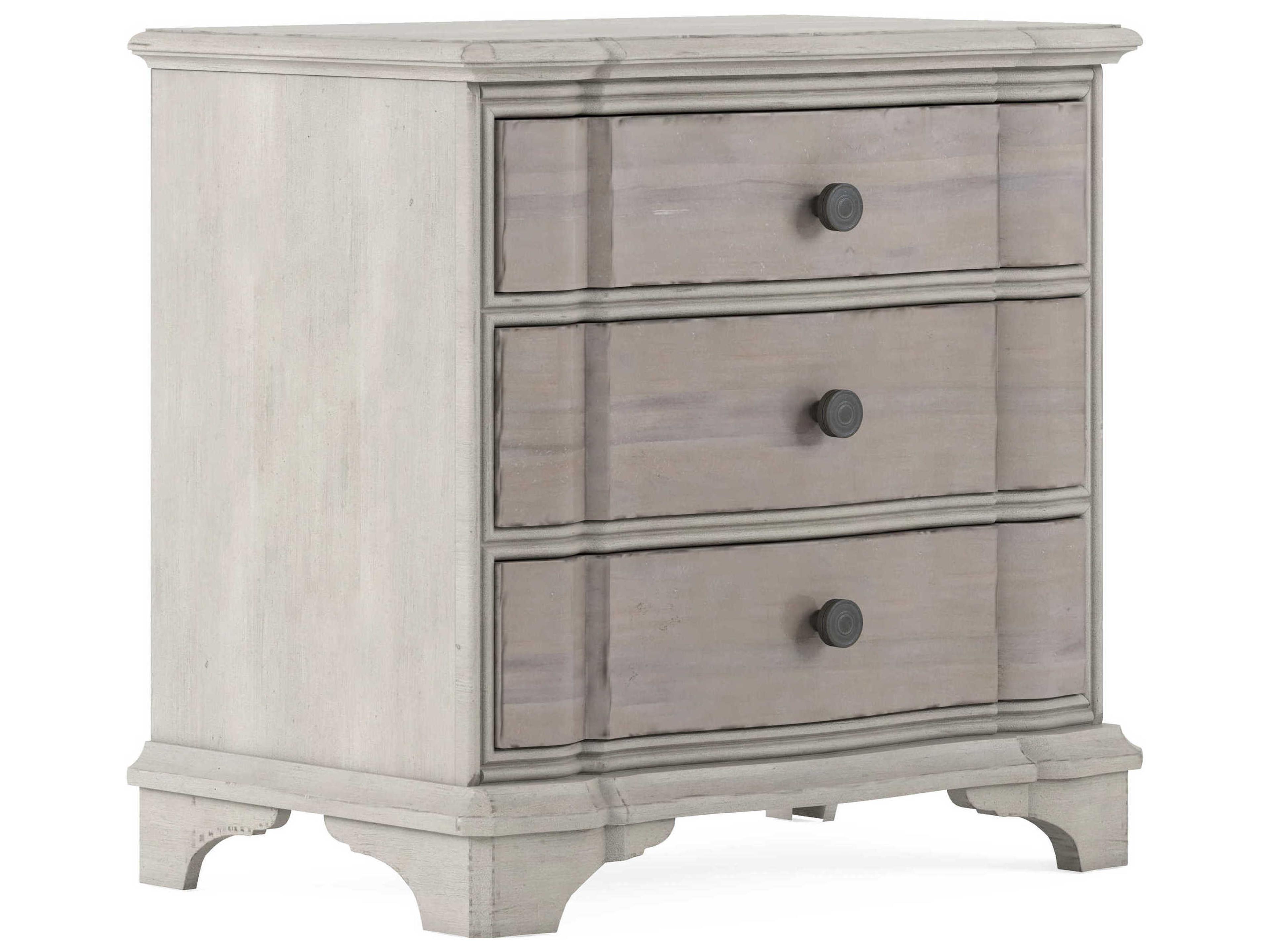Alcove 3-Drawers Beige Acacia Wood Nightstand