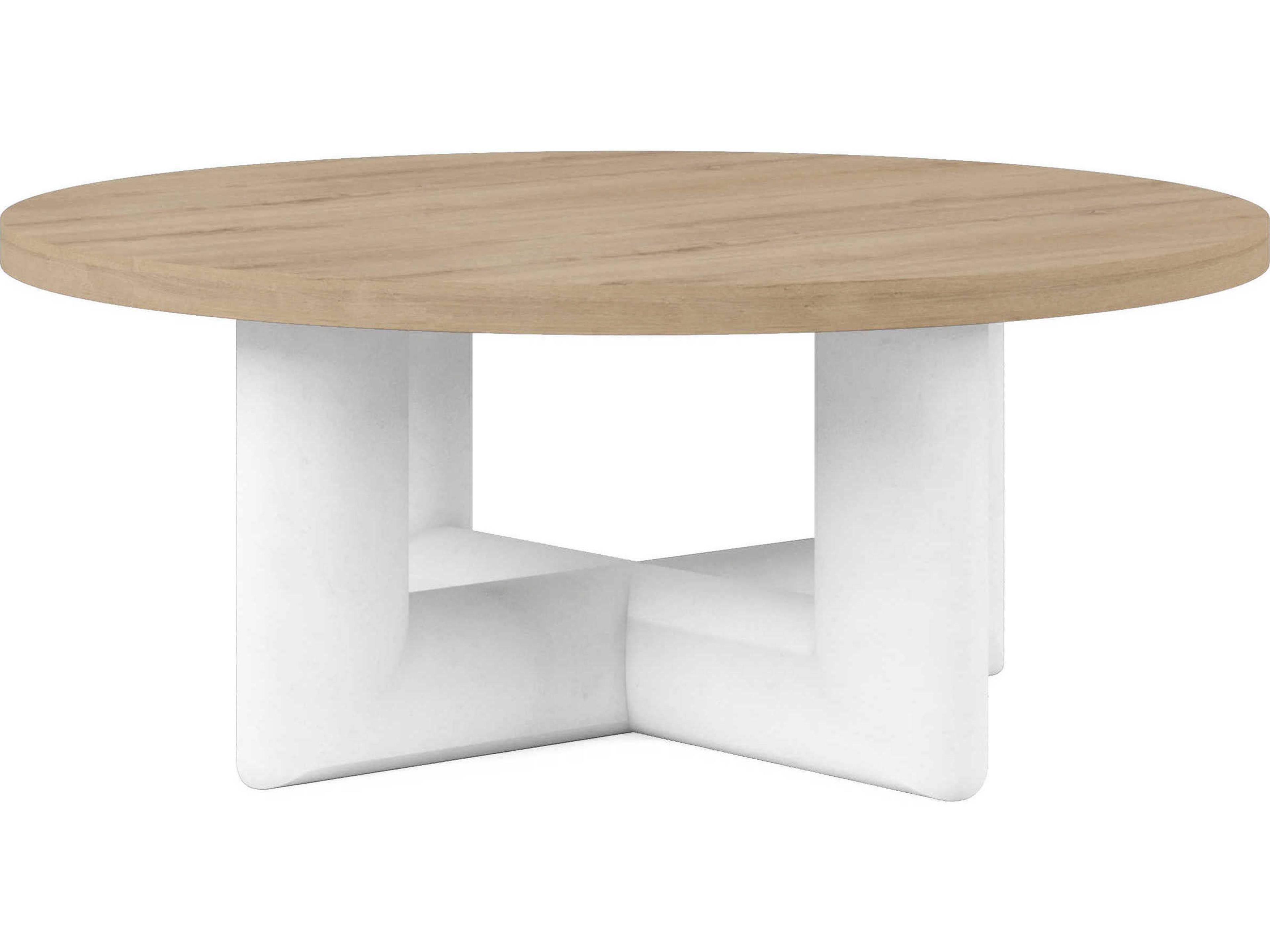 Garrison Round Wood Washed Oak Cocktail Table