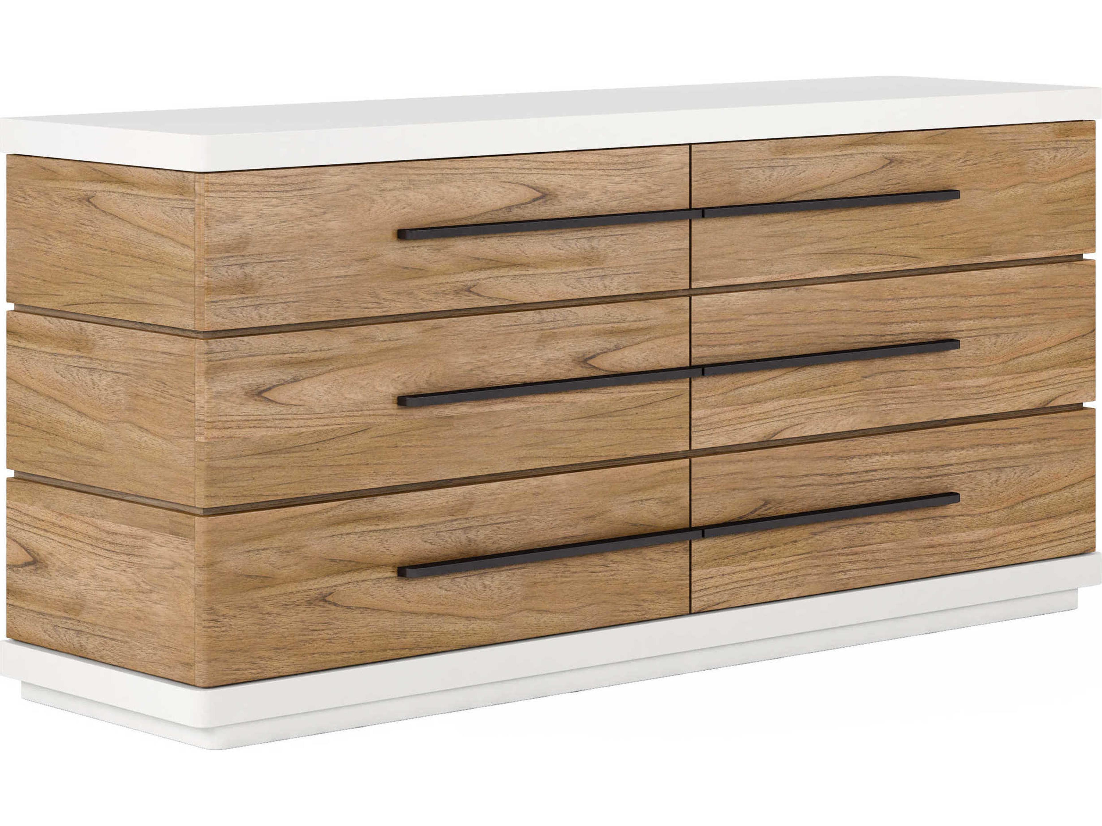 Portico 6-Drawer Dresser in Sienna and White Plaster