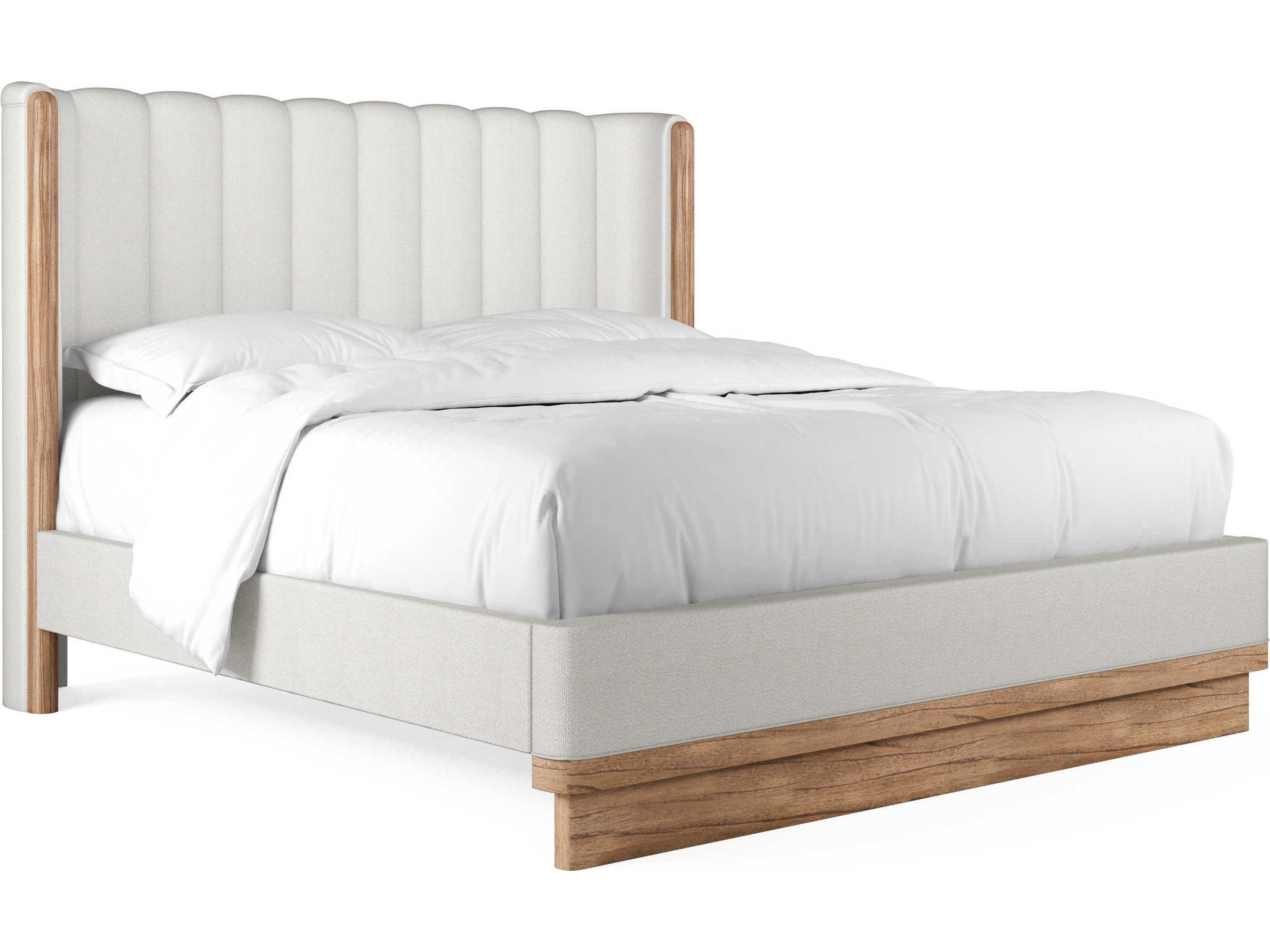 Portico Sienna White Parrawood Upholstered California King Panel Bed