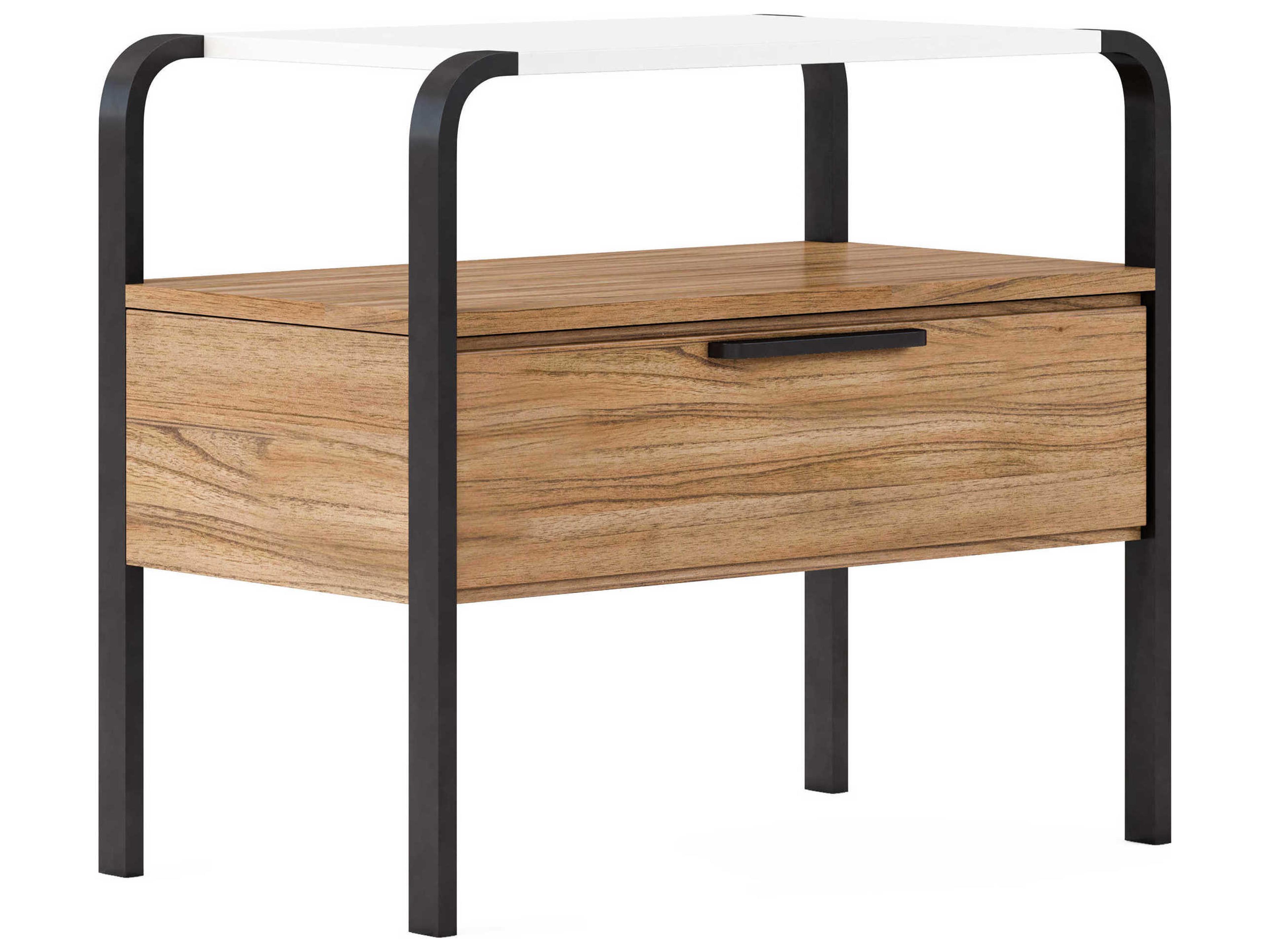 Portico Accent Nightstand in Sienna and White Plaster