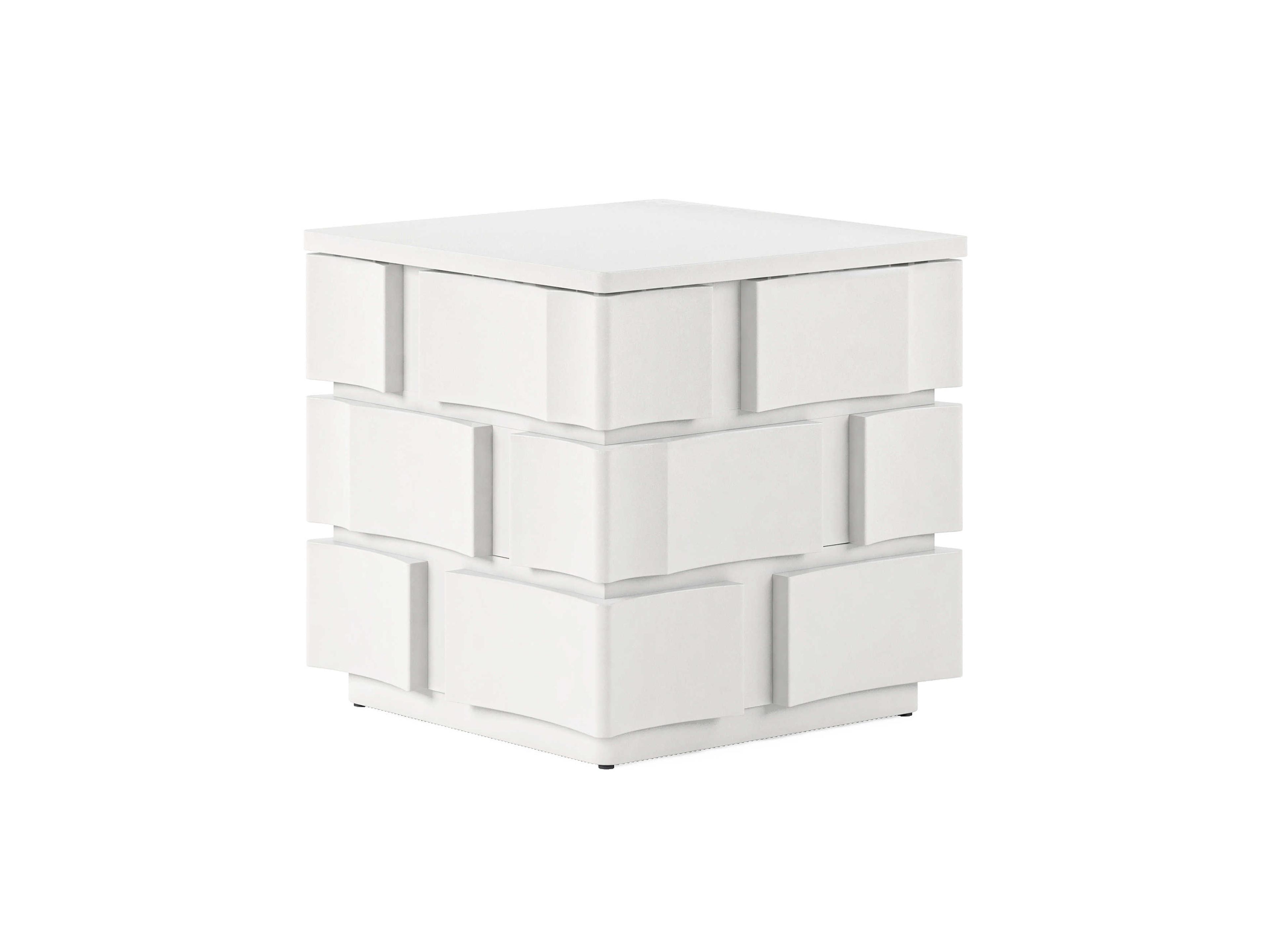 Portico Square Wood White Plaster End Table