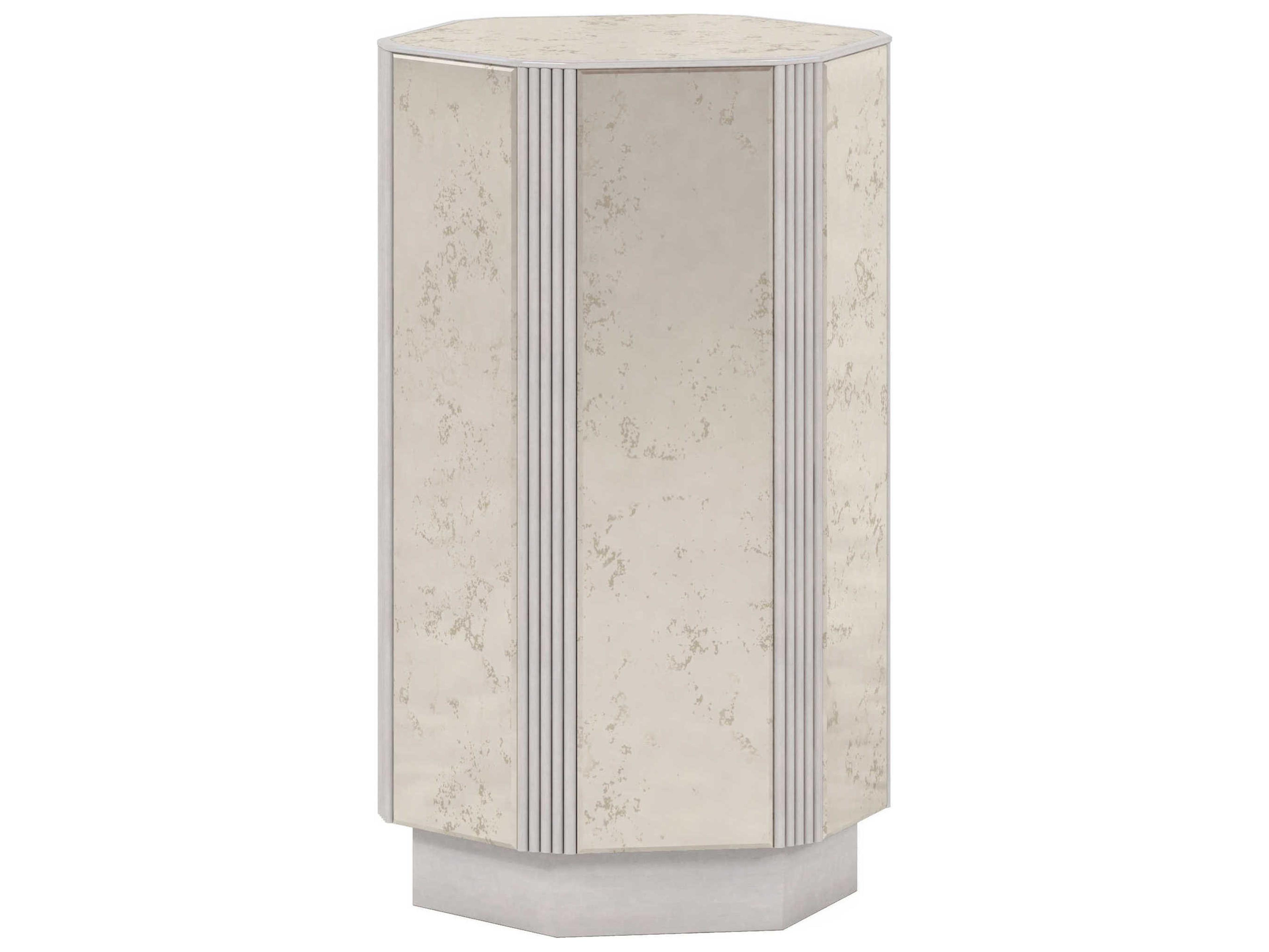 Mezzanine Hexagon Spot Table in Dove Gray with Antiqued Mirror