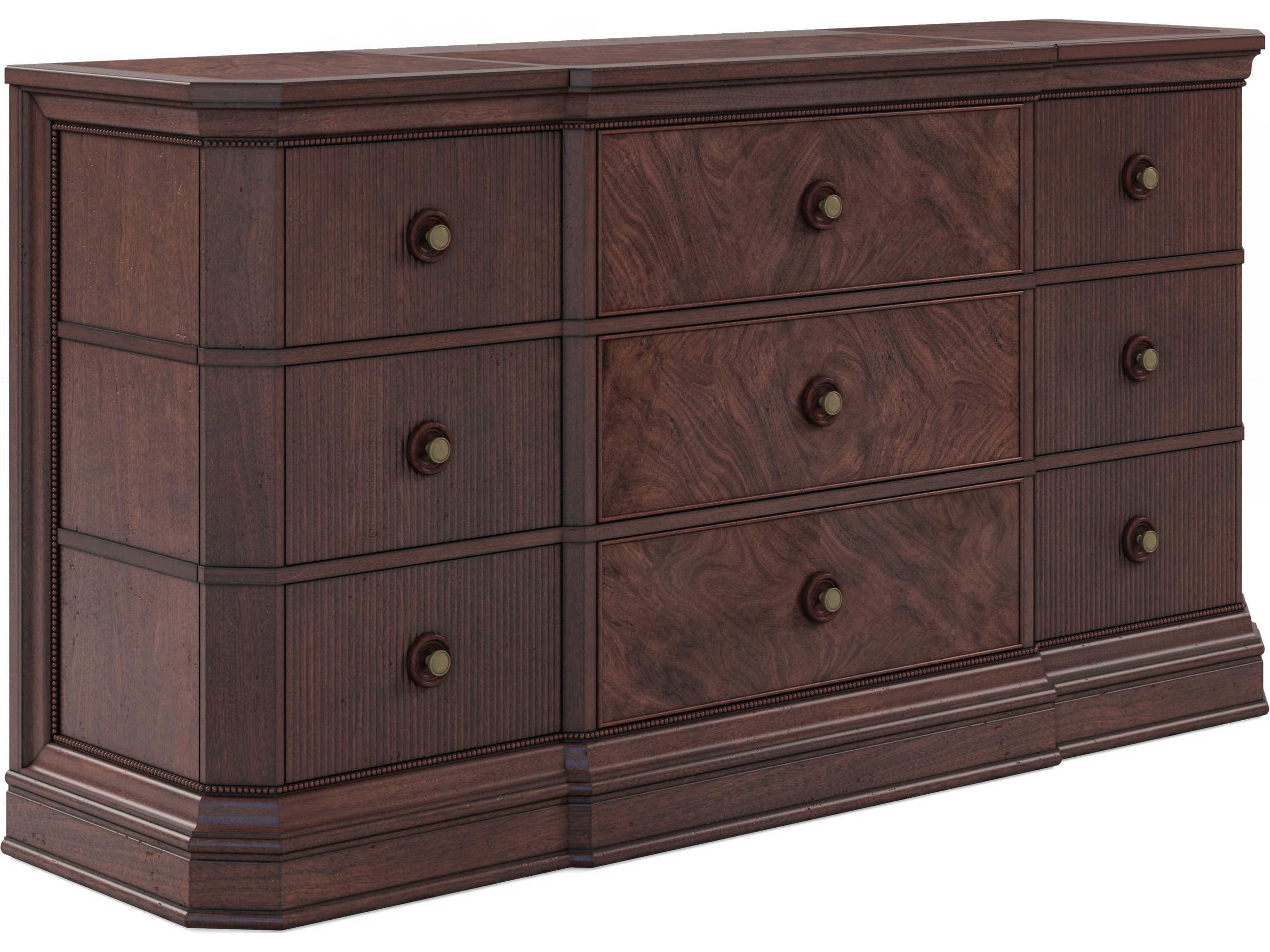 Revival 9-Drawers Brown Rubberwood Triple Dresser