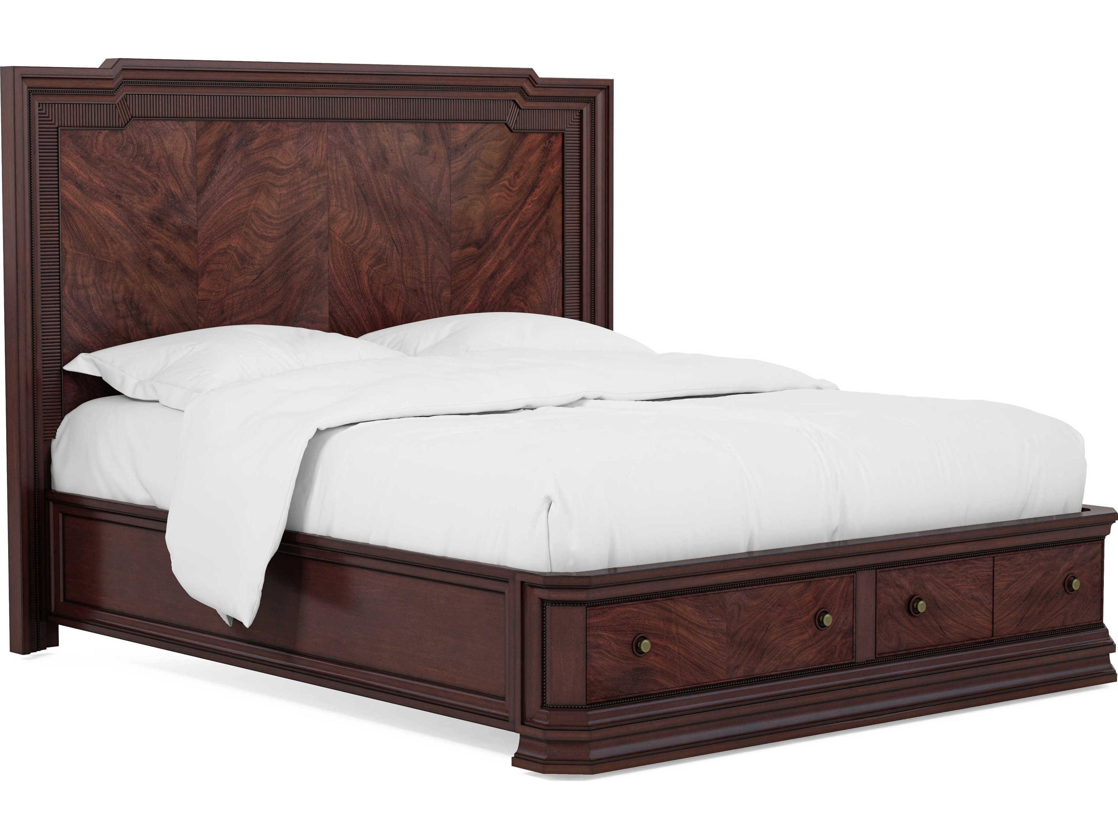 Revival Napa Mahogany Brown Rubberwood Wood King Panel Bed