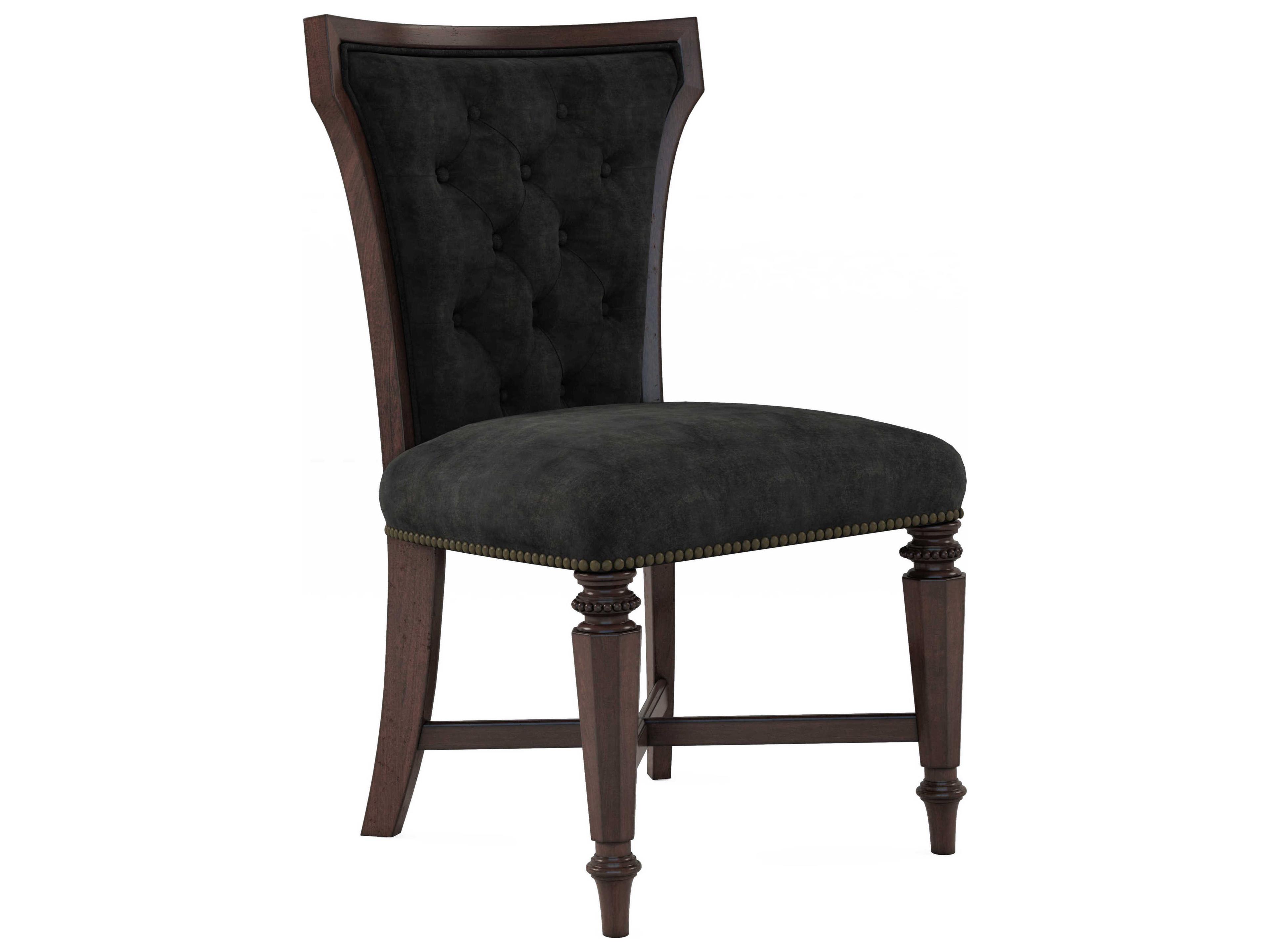 Revival Rubberwood Black Upholstered Side Dining Chair Set of 2
