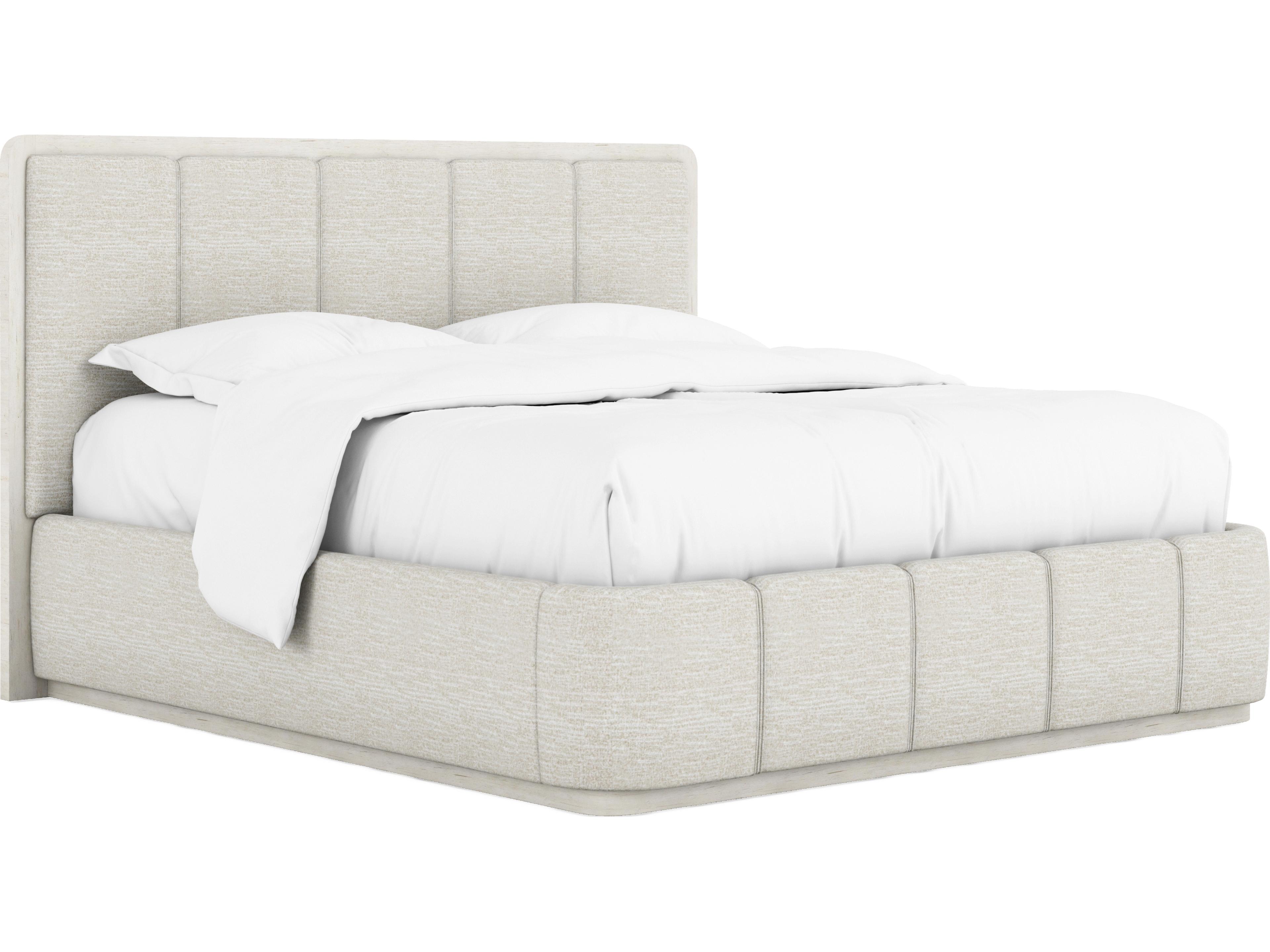 Ashlar Bisque White Parrawood Upholstered King Panel Bed