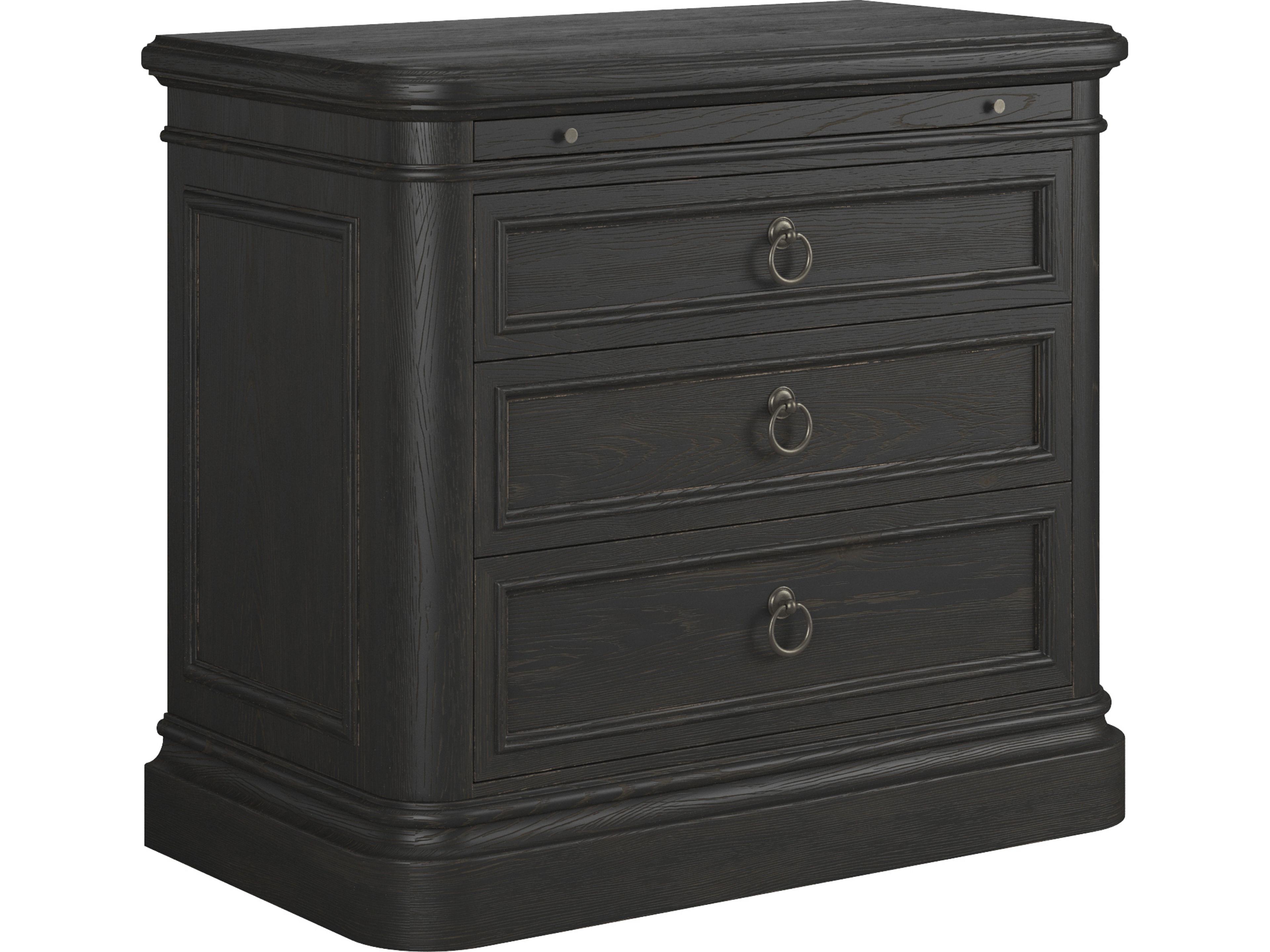 Atrium 3-Drawer Nightstand with USB Charger in Hand Rubbed Black