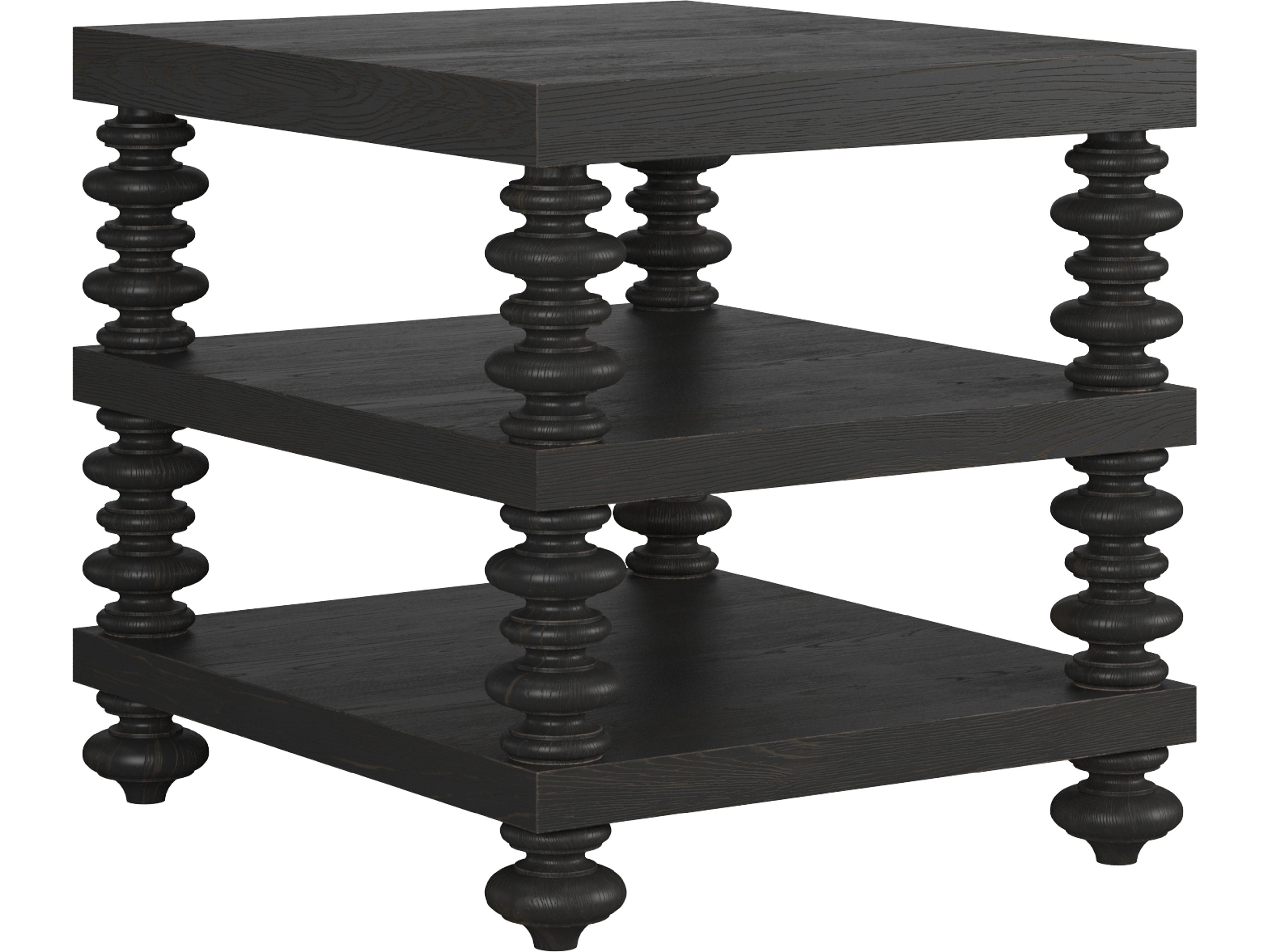 Atrium Rectangular Wood Black End Table