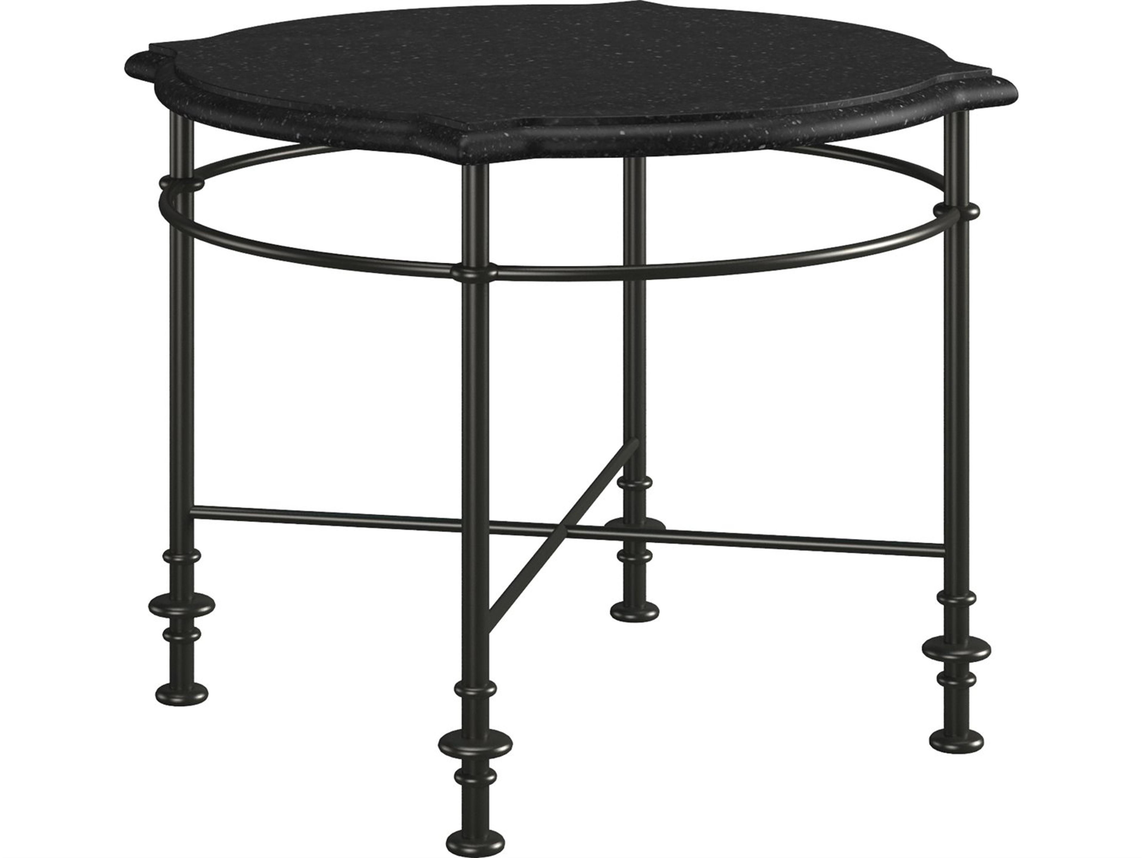Atrium Round Granite Black End Table