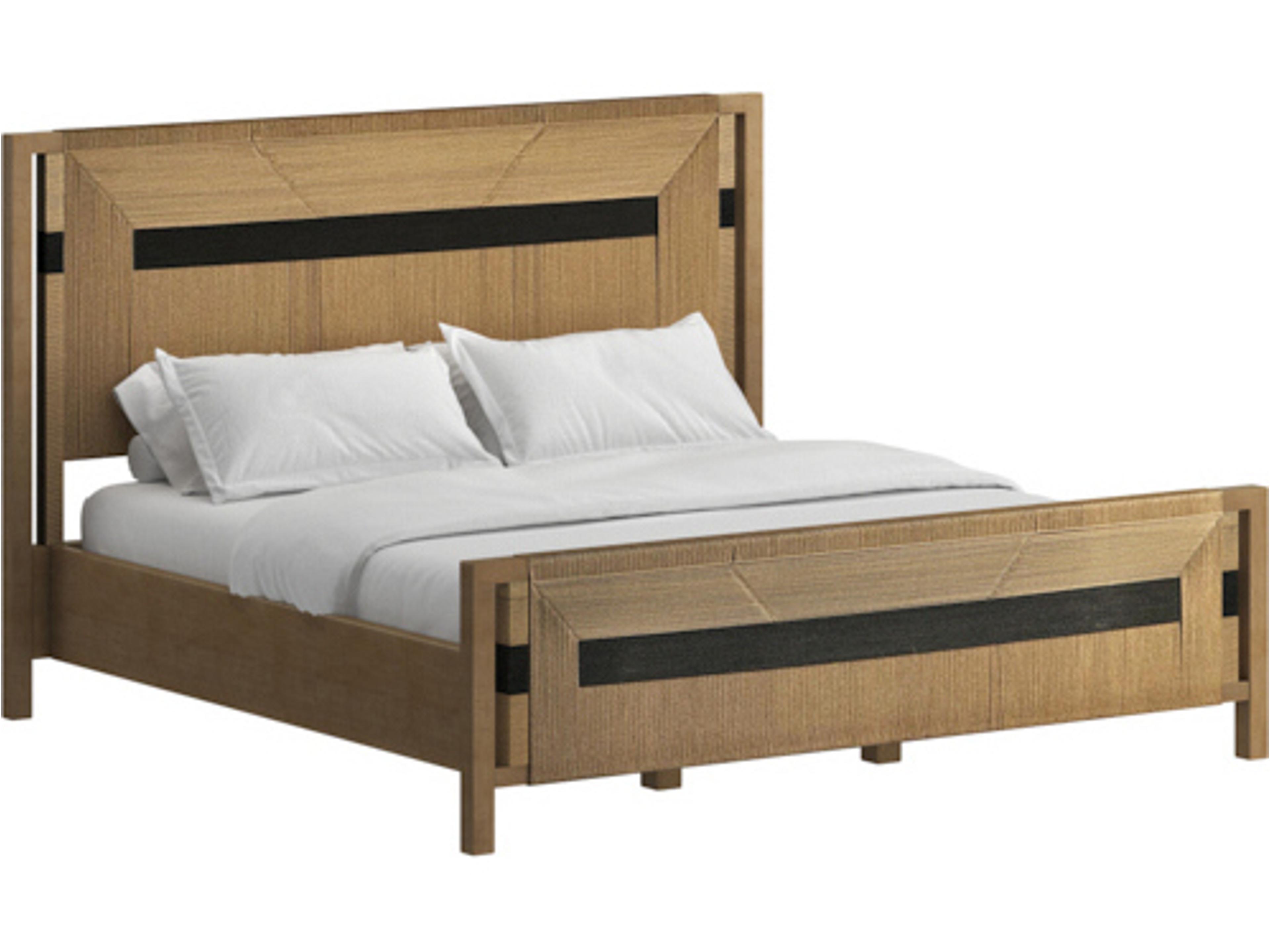 Loft Brown Natural Woven Rubberwood Wood Queen Panel Bed