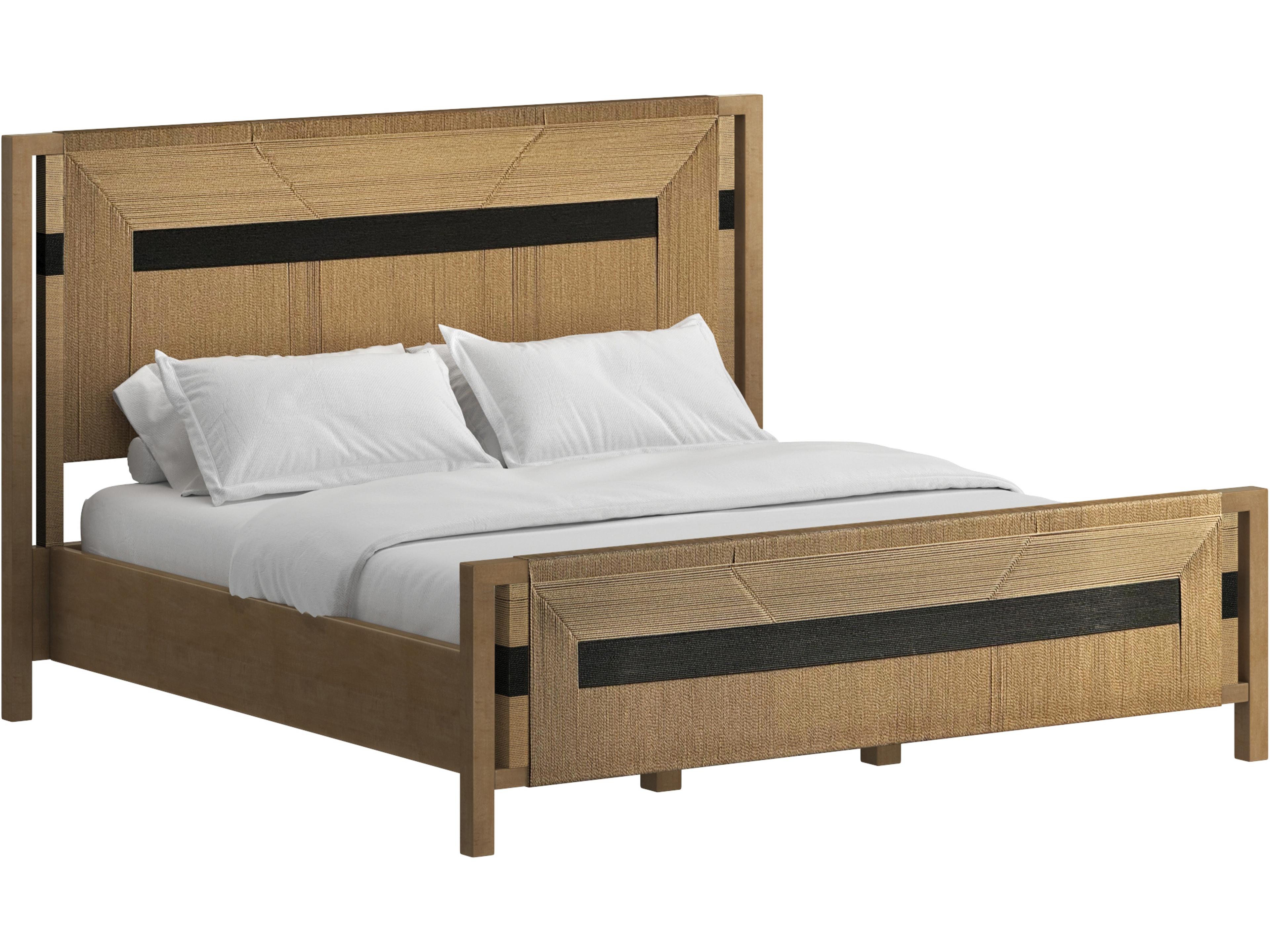 Loft Brown Natural Woven Rubberwood Wood King Panel Bed
