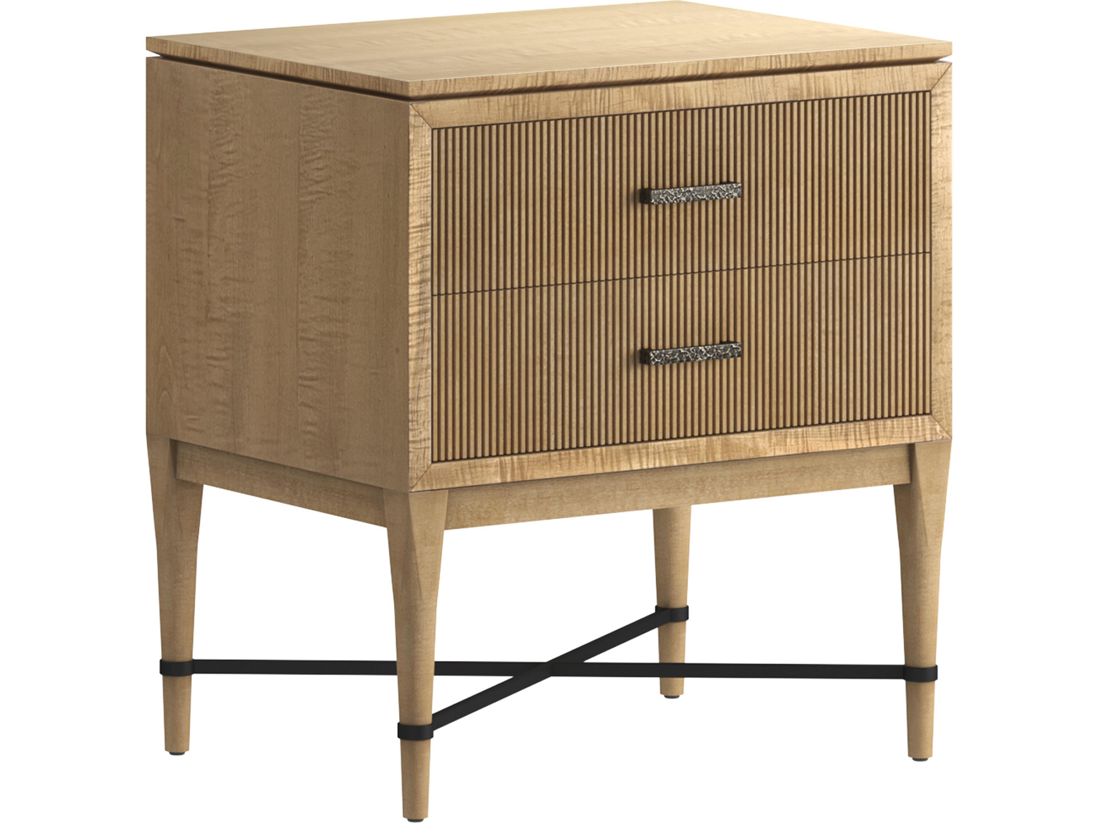 Loft 2-Drawers Rubberwood Nightstand