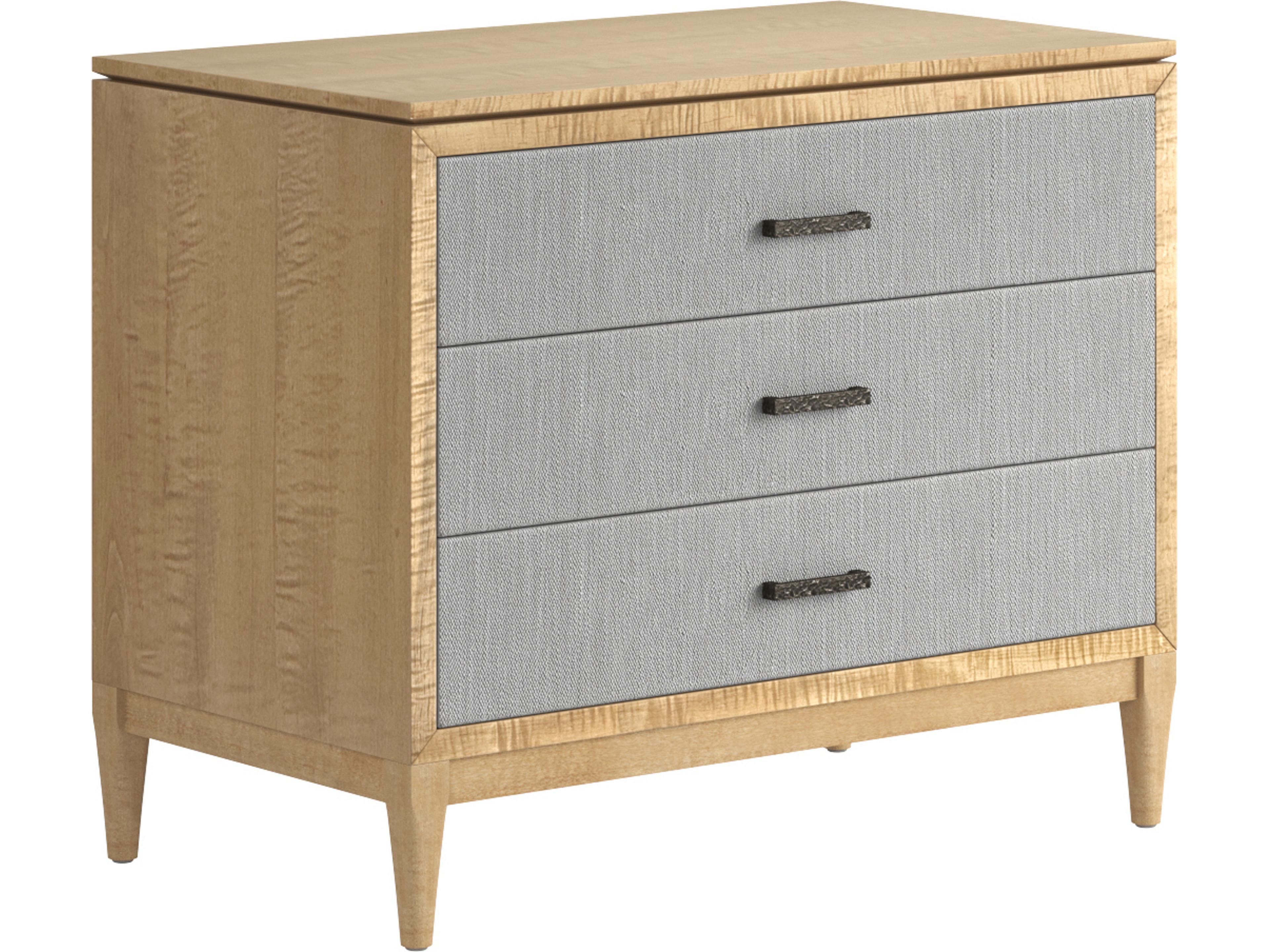 Loft 3-Drawers Rubberwood Nightstand