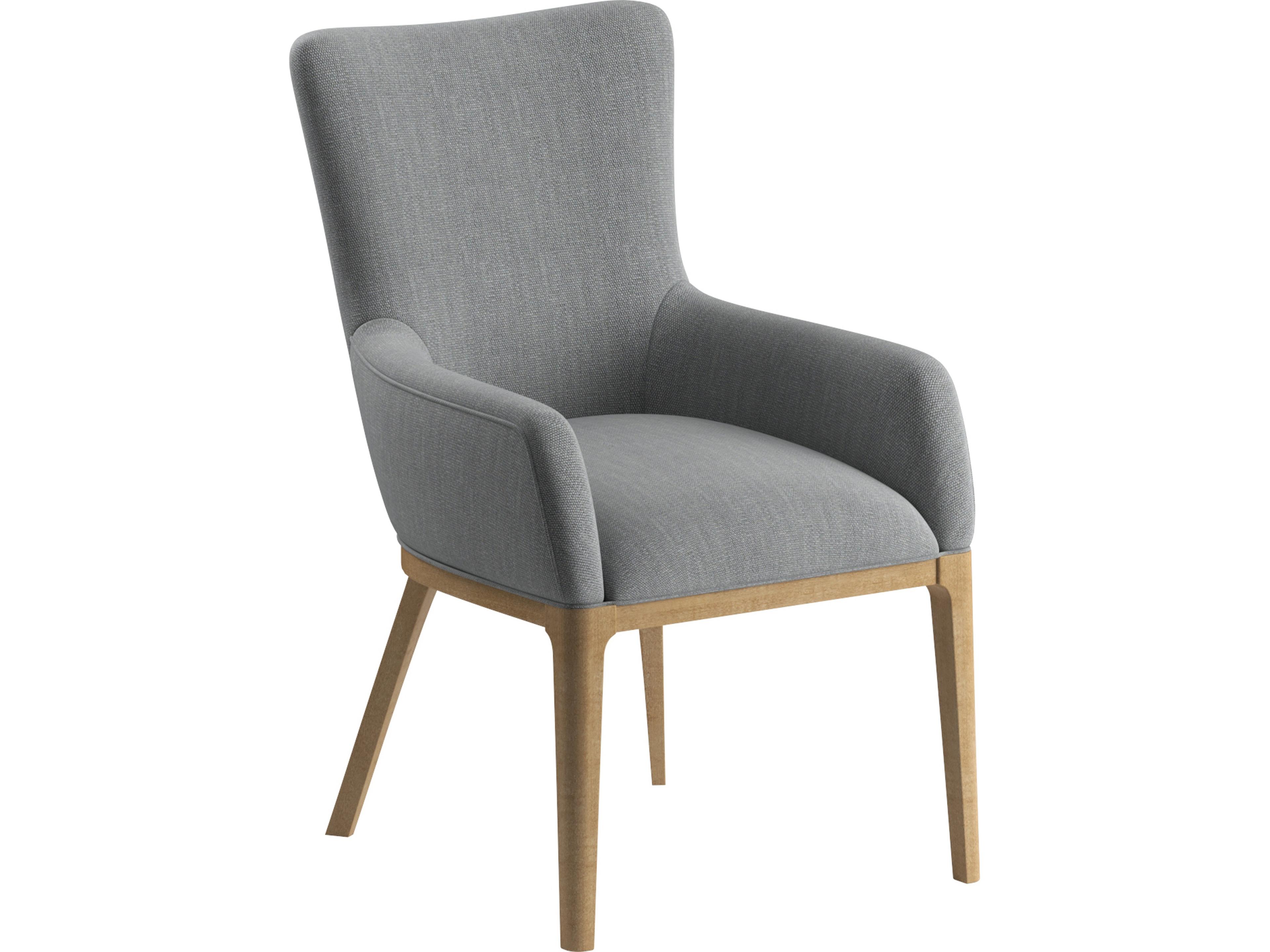 Loft Rubberwood Gray Upholstered Arm Dining Chair