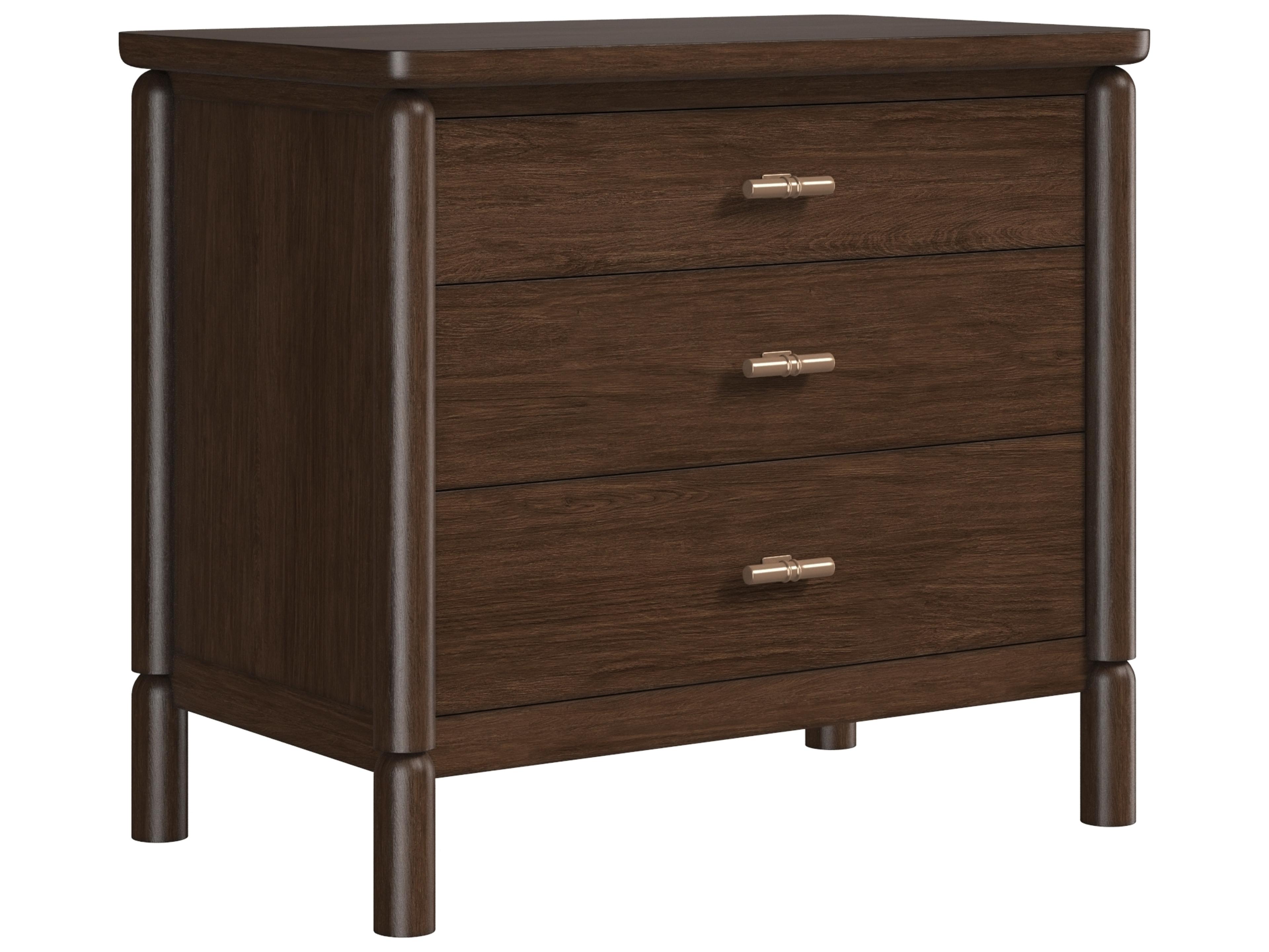 Verge 3-Drawers Walnut Wood Nightstand