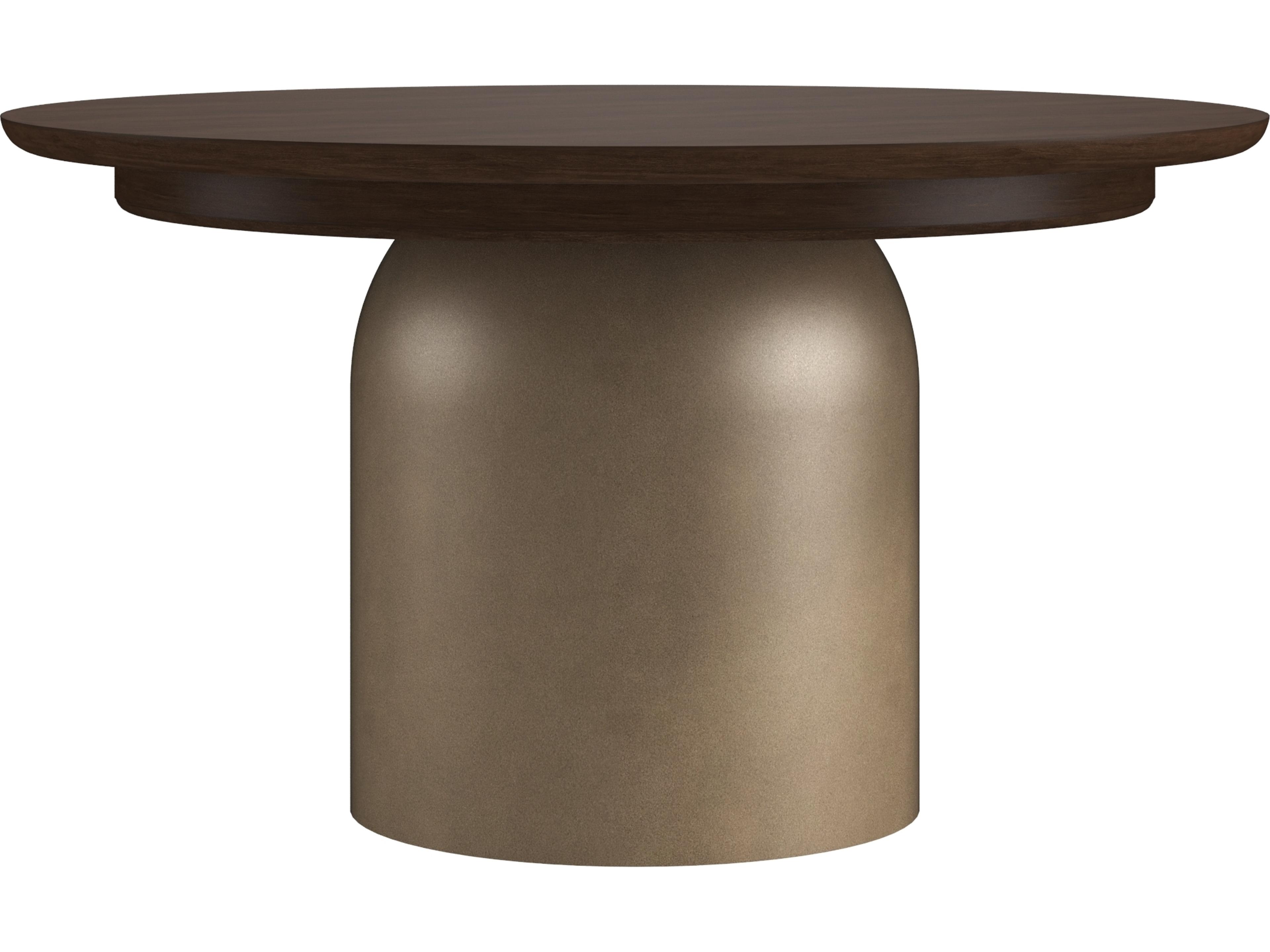Verge Round Marble Brown Bronze Metallic Dining Table