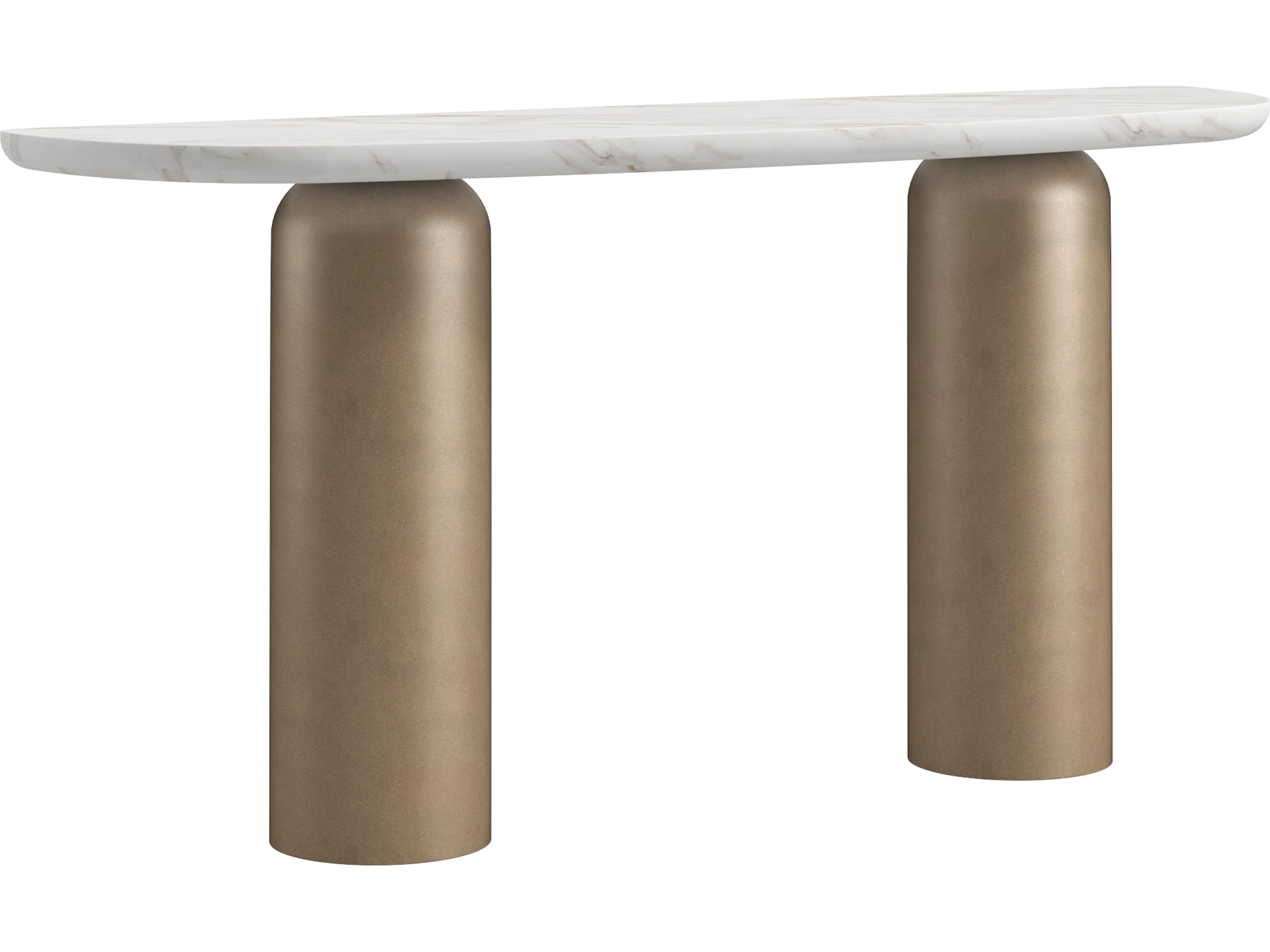 Verge Marble White Bronze Metallic Console Table
