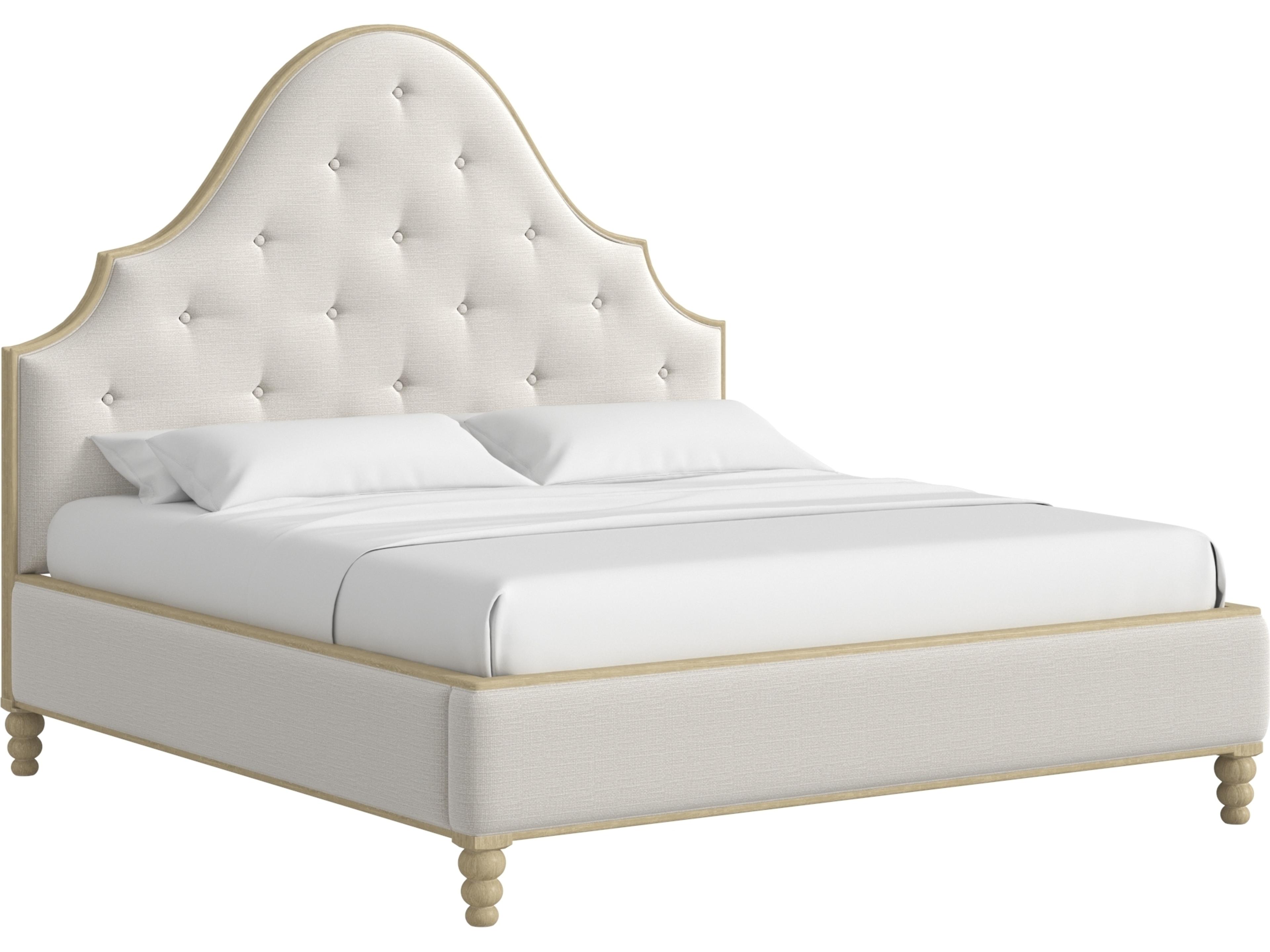Haven Warm White Oak Upholstered Queen Panel Bed