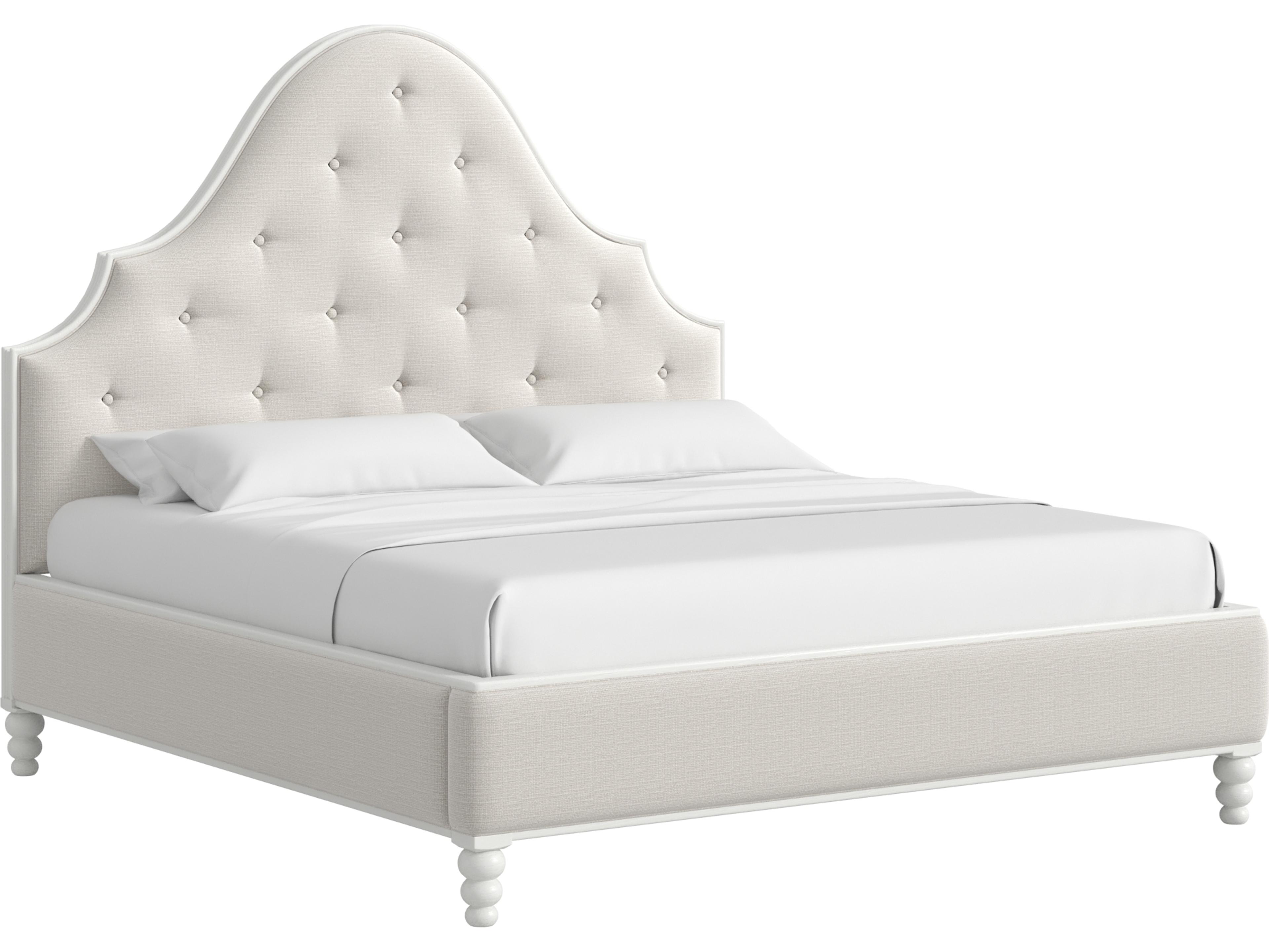Haven Warm White Beige Upholstered Queen Panel Bed