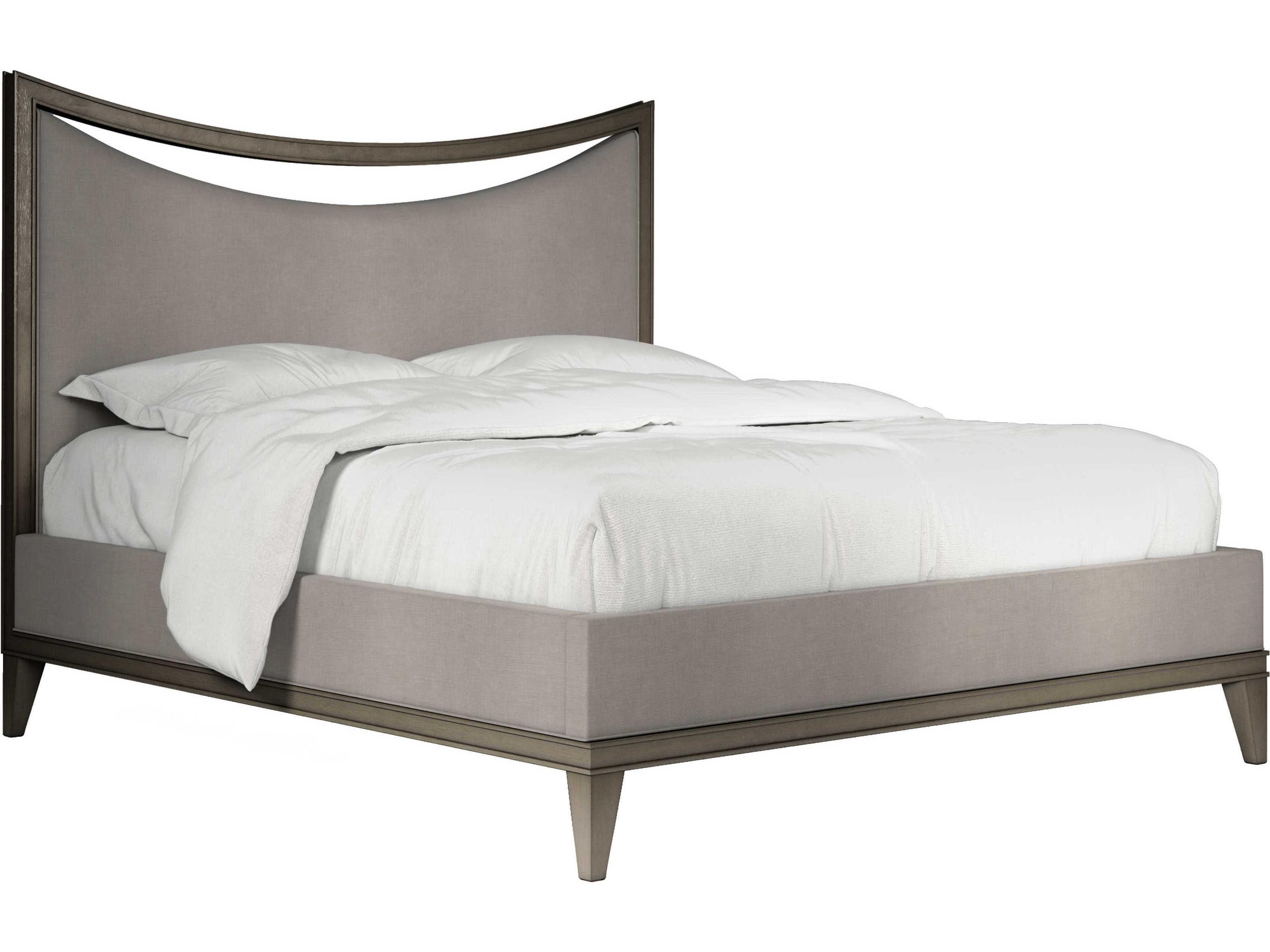 Cove Mica Gray Rubberwood Upholstered King Platform Bed