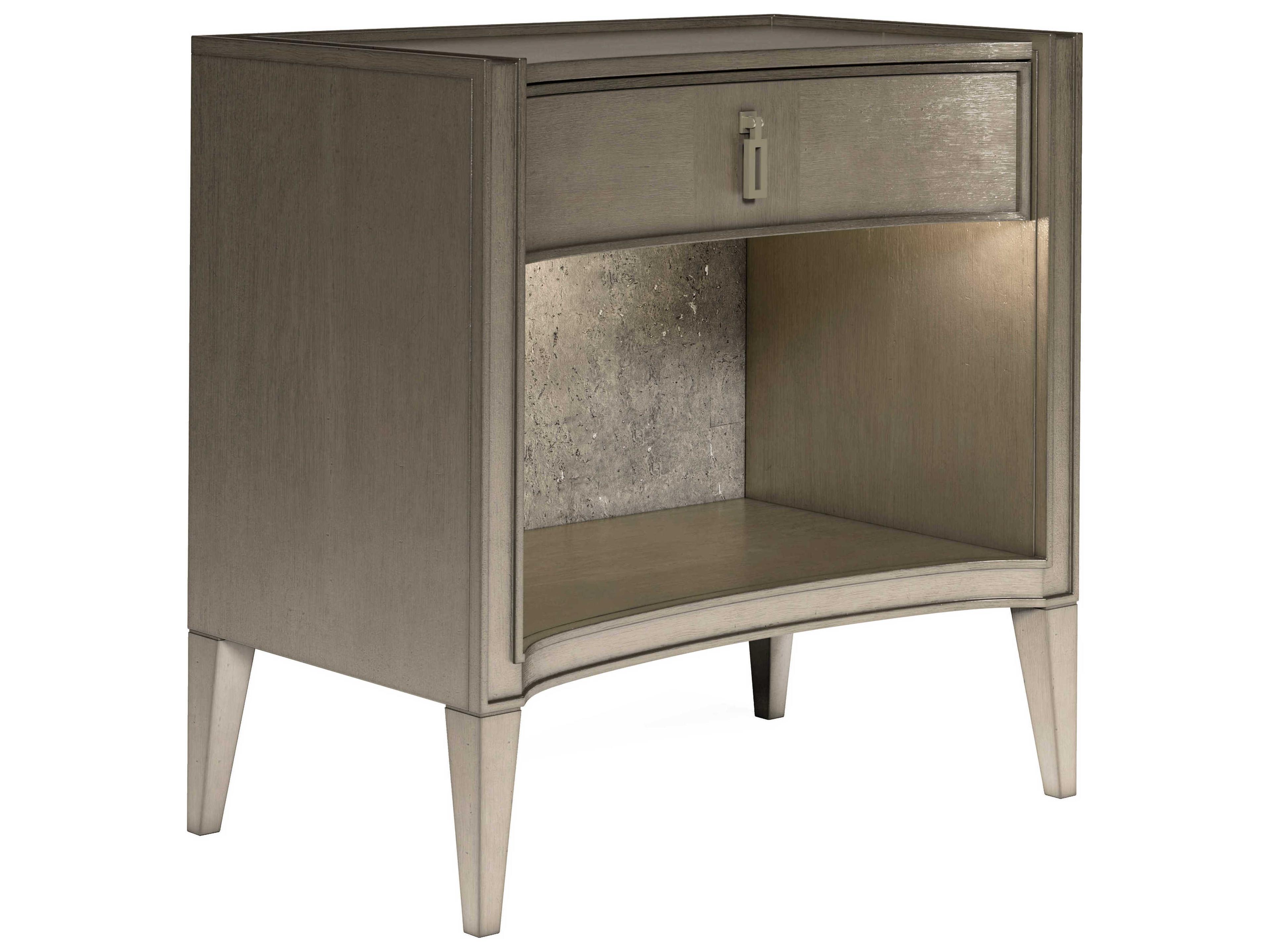 Cove 1-Drawer Silver Rubberwood Nightstand