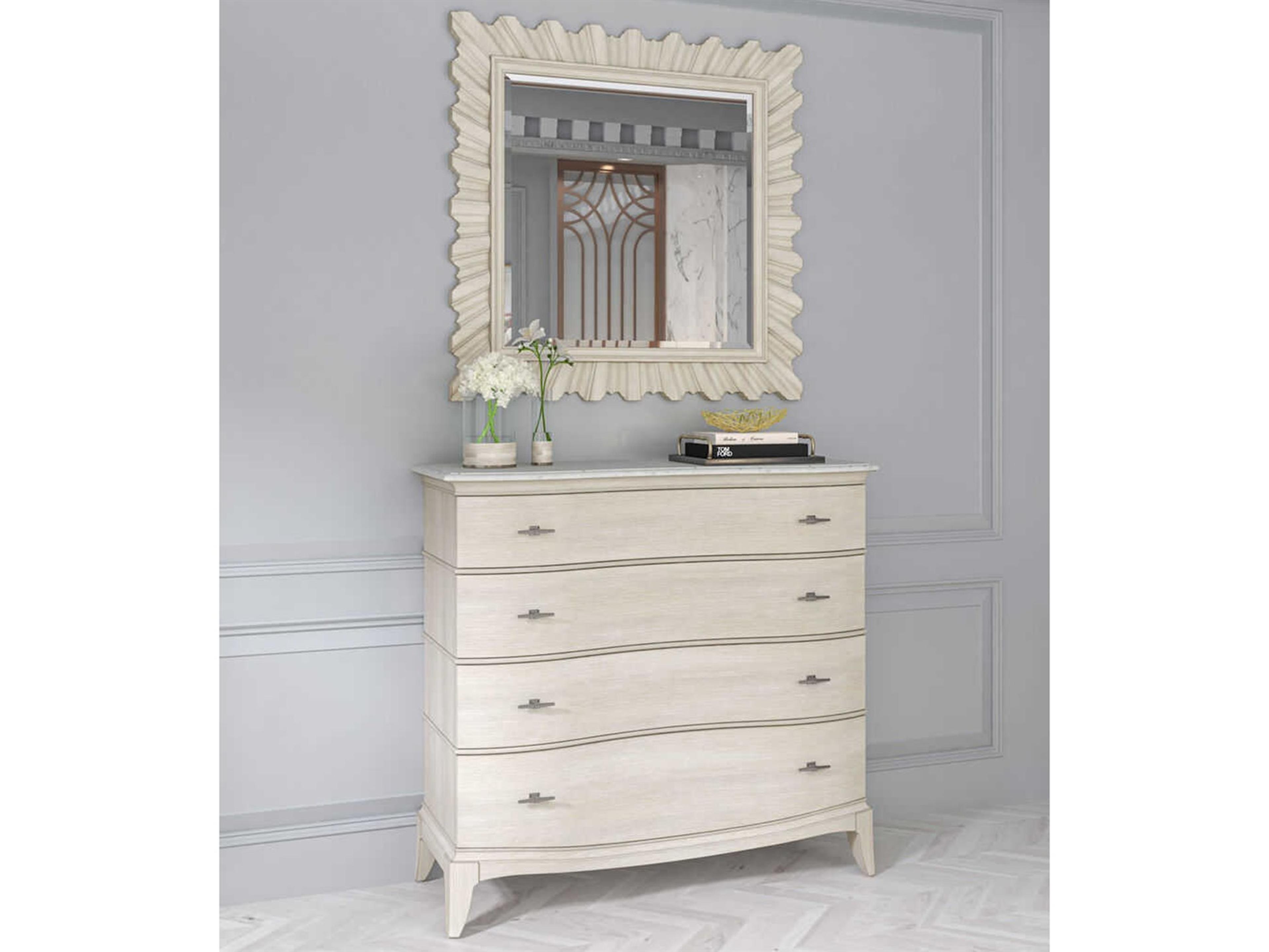 Starlite Silver Rubberwood Accent Chest with Wall Mirror