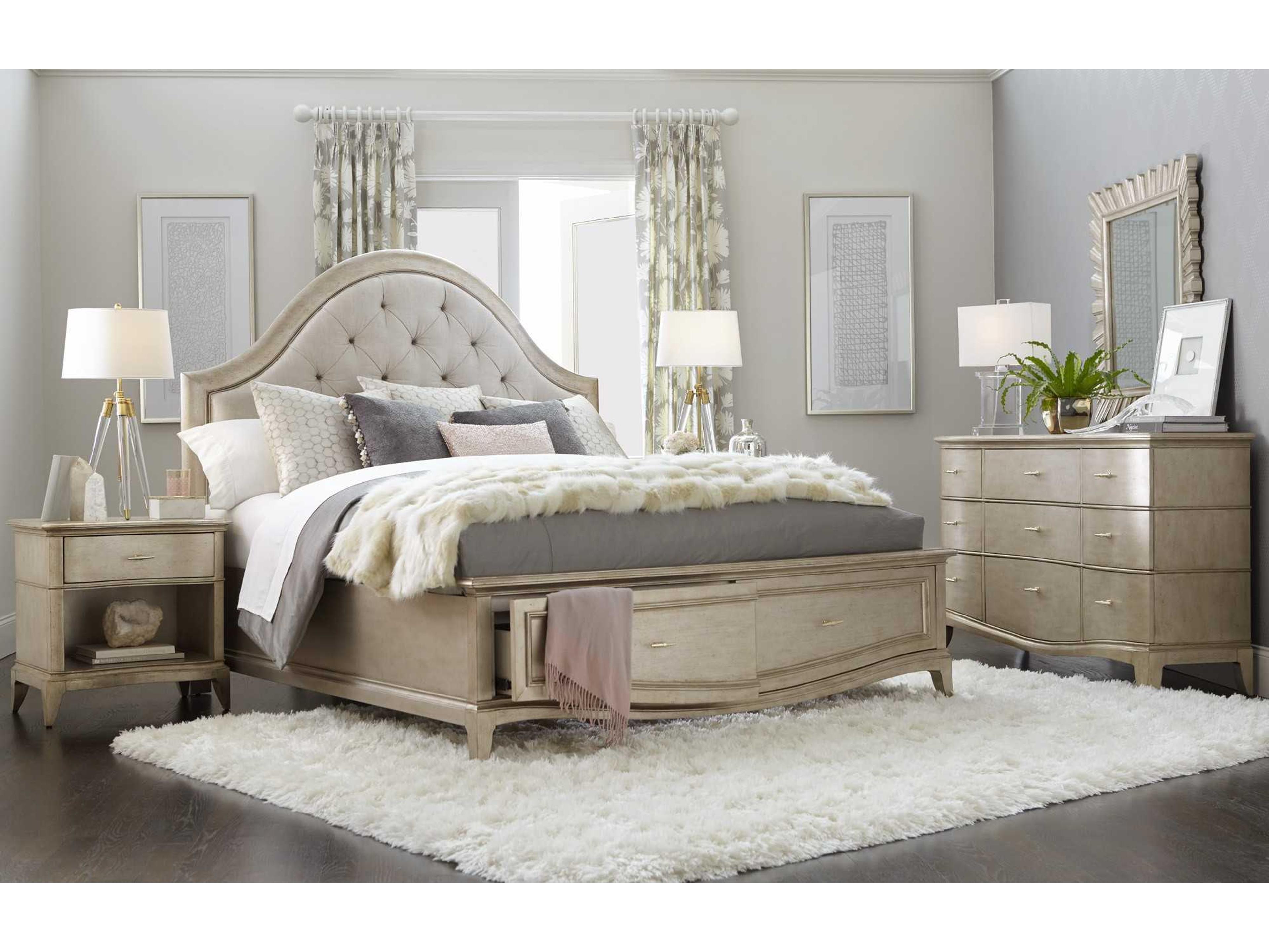 A.R.T. Furniture Starlite Peri Silver Parrawood Upholstered King Panel Bed